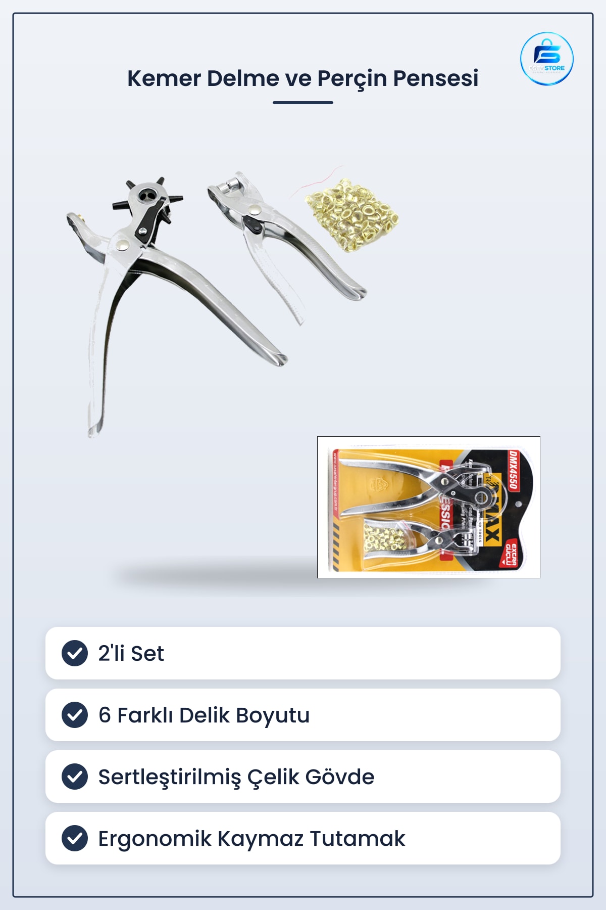 Kemer Delme Pensesi ve Perçin Metal 6 Diş Deri Kayış Çanta Ayakkabı Altın Atölye