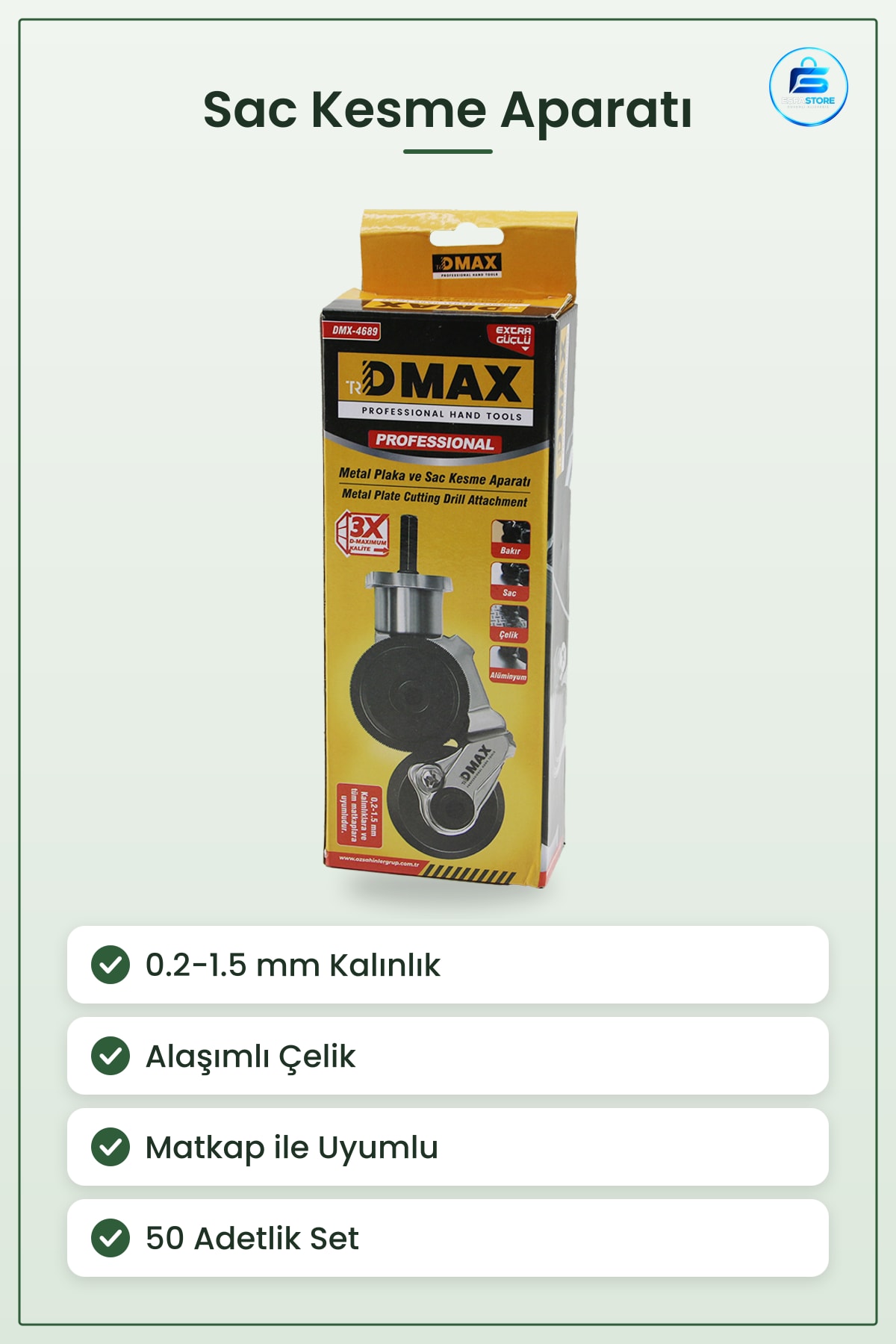 Matkap Uyumlu Sac Kesme Aparatı 0.2 ile 1.5 mm Metal Plaka Kesici Alaşımlı Çelik Atölye