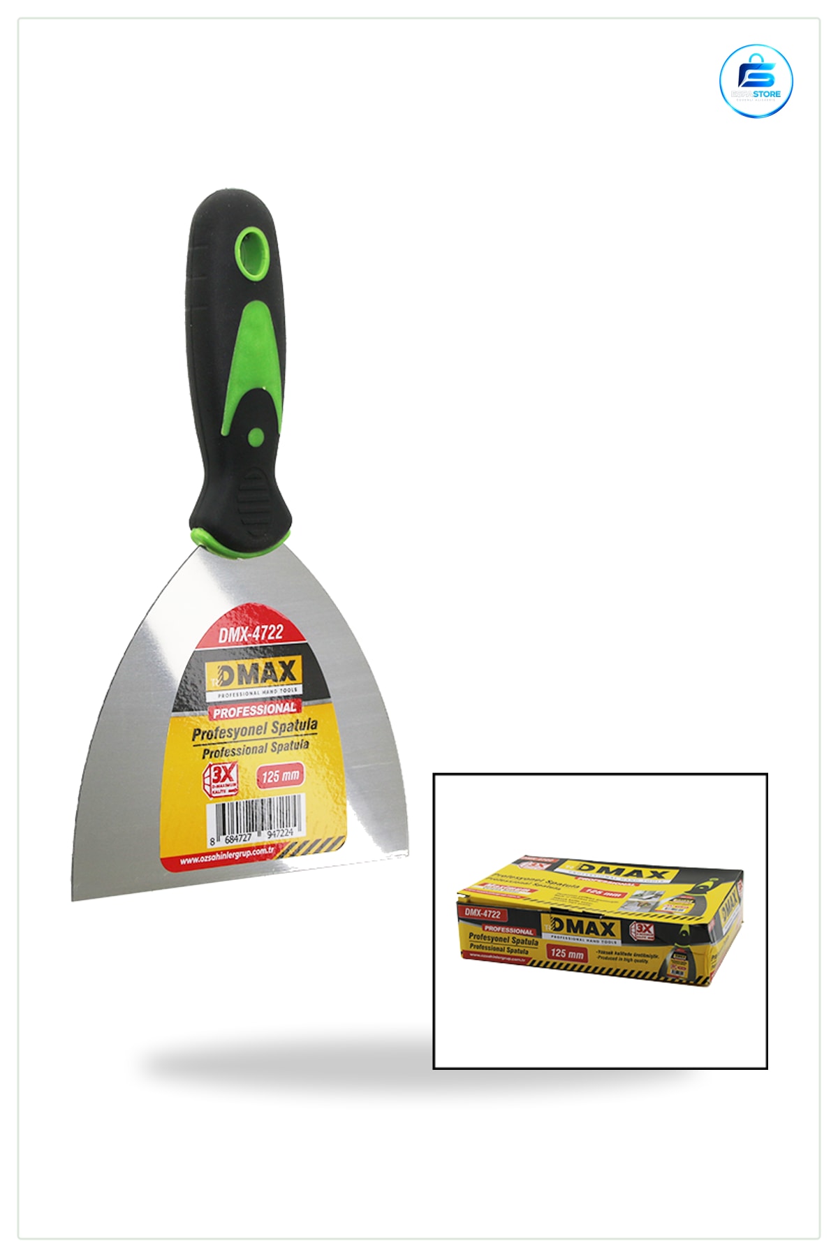 Metal Spatula 125 mm Fiber Saplı Mala Sıva Macun Alçı Boya Düzeltme Kenar Temizleme Yayma