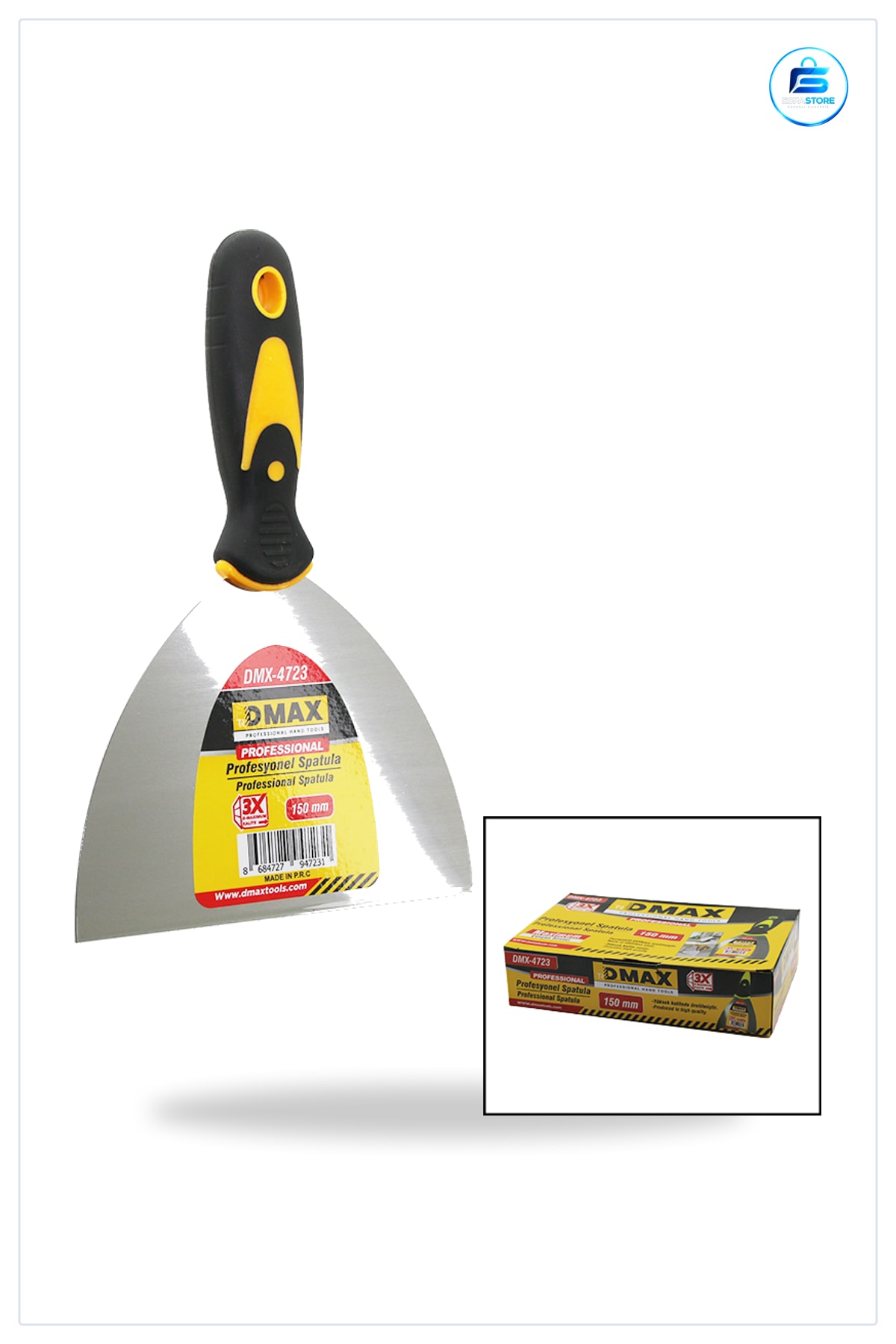 Metal Spatula 150 mm Fiber Saplı Paslanmaz Çelik Sıva Macun Alçı Duvar Yüzey Hazırlama Aleti