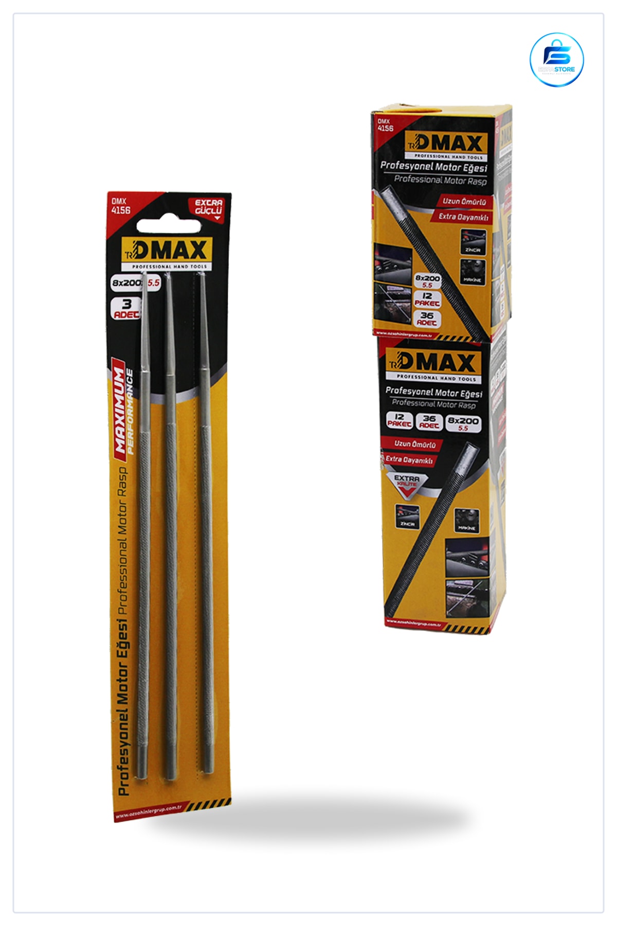 Yuvarlak Eğe Seti 5.5 mm 3 Parça Motor Eğesi Sertleştirilmiş Çelik Metal Alüminyum Ahşap