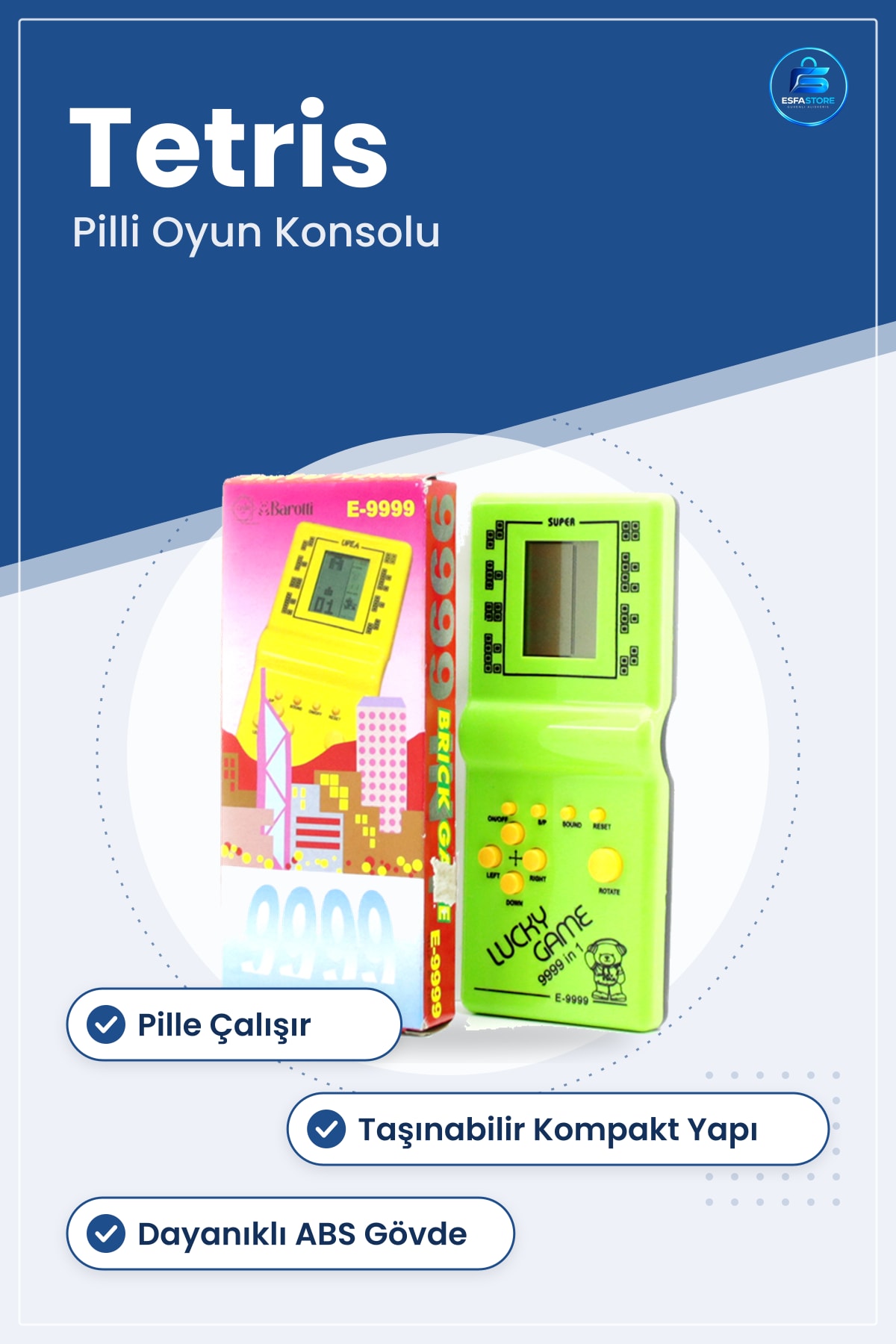 Tetris Pilli Elektronik El Oyun Konsolu Taşınabilir Retro Klasik Çocuk Eğlence Hediye