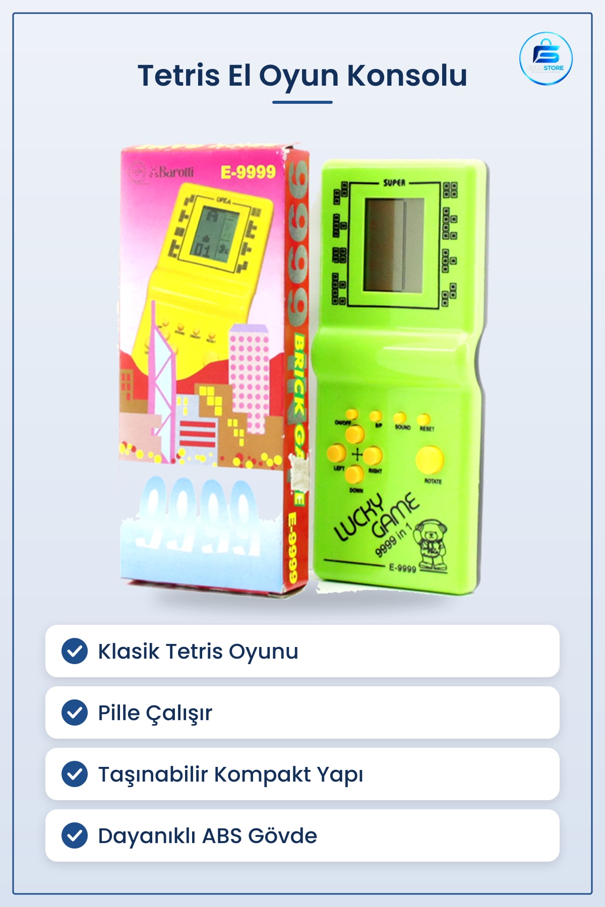 Tetris Pilli Elektronik El Oyun Konsolu Taşınabilir Retro Klasik Çocuk Eğlence Hediye
