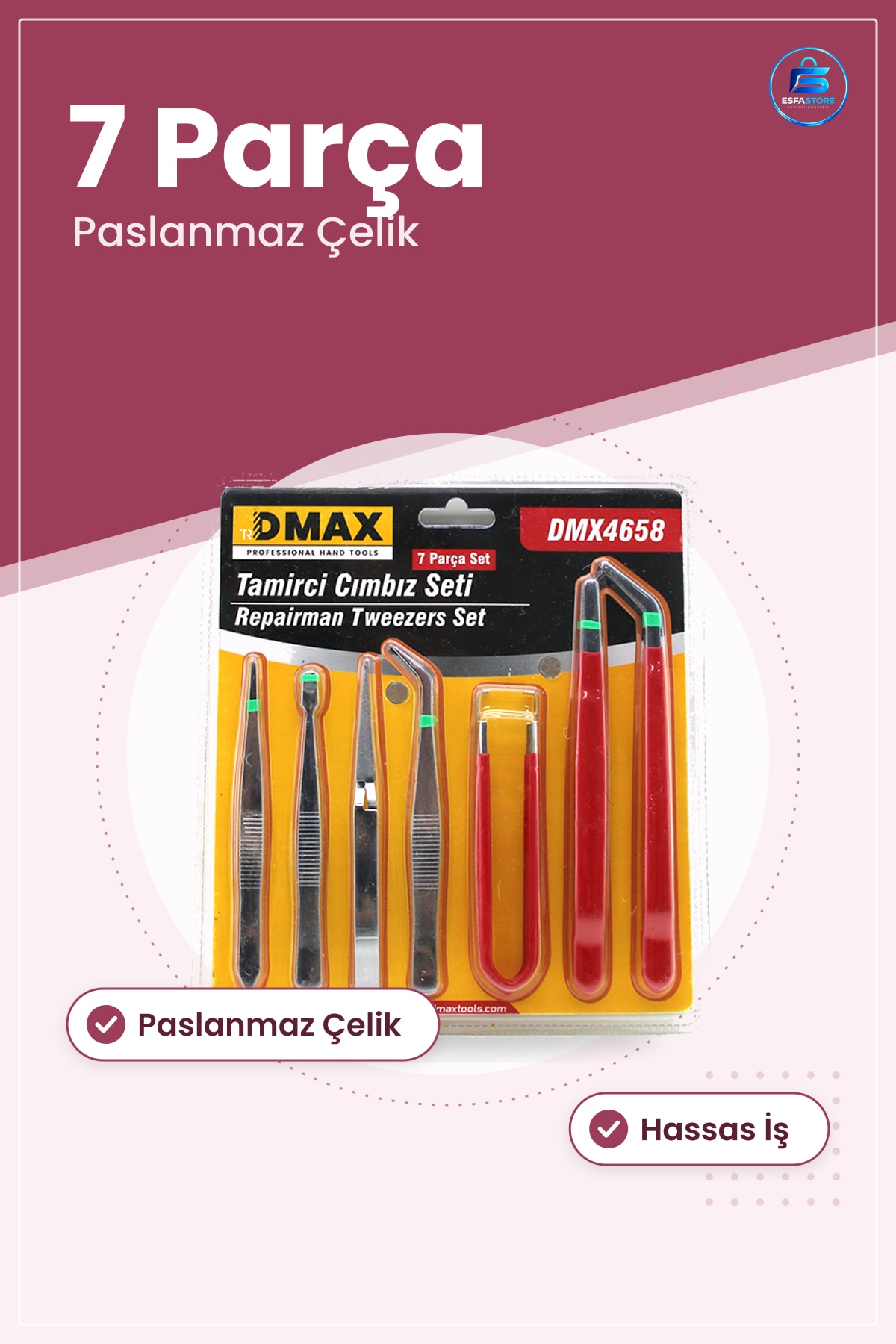 Tamirci Cımbız Seti 7 Parça Paslanmaz Çelik Elektronik Tamir Saatçilik Modelcilik Hassas İş