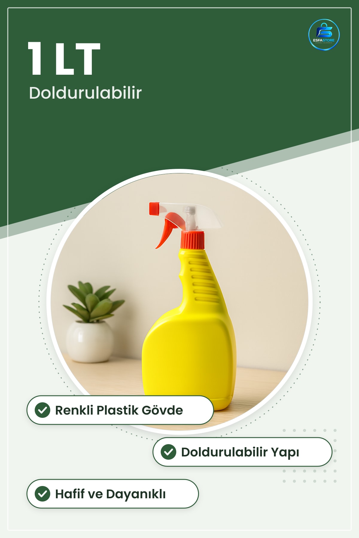 Bitki Sulama Kabı Sprey Şişe 1LT Renkli Plastik Boş Doldurulabilir Bahçe Temizlik Ev