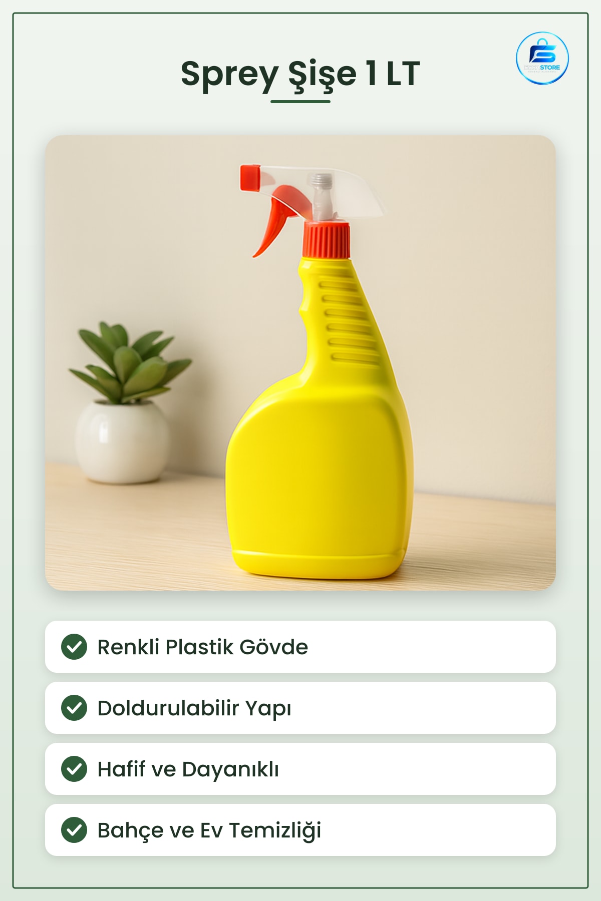 Bitki Sulama Kabı Sprey Şişe 1LT Renkli Plastik Boş Doldurulabilir Bahçe Temizlik Ev