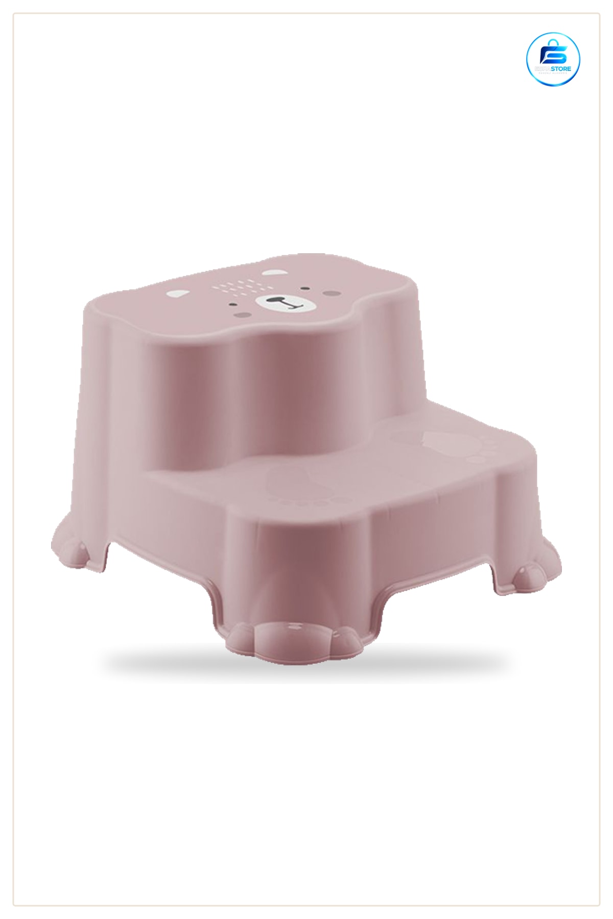 Çocuk Basamağı Katlı Pembe Desenli Lavabo Tuvalet Öğrenme Kulesi Kaymaz Kauçuk Ayaklı Banyo