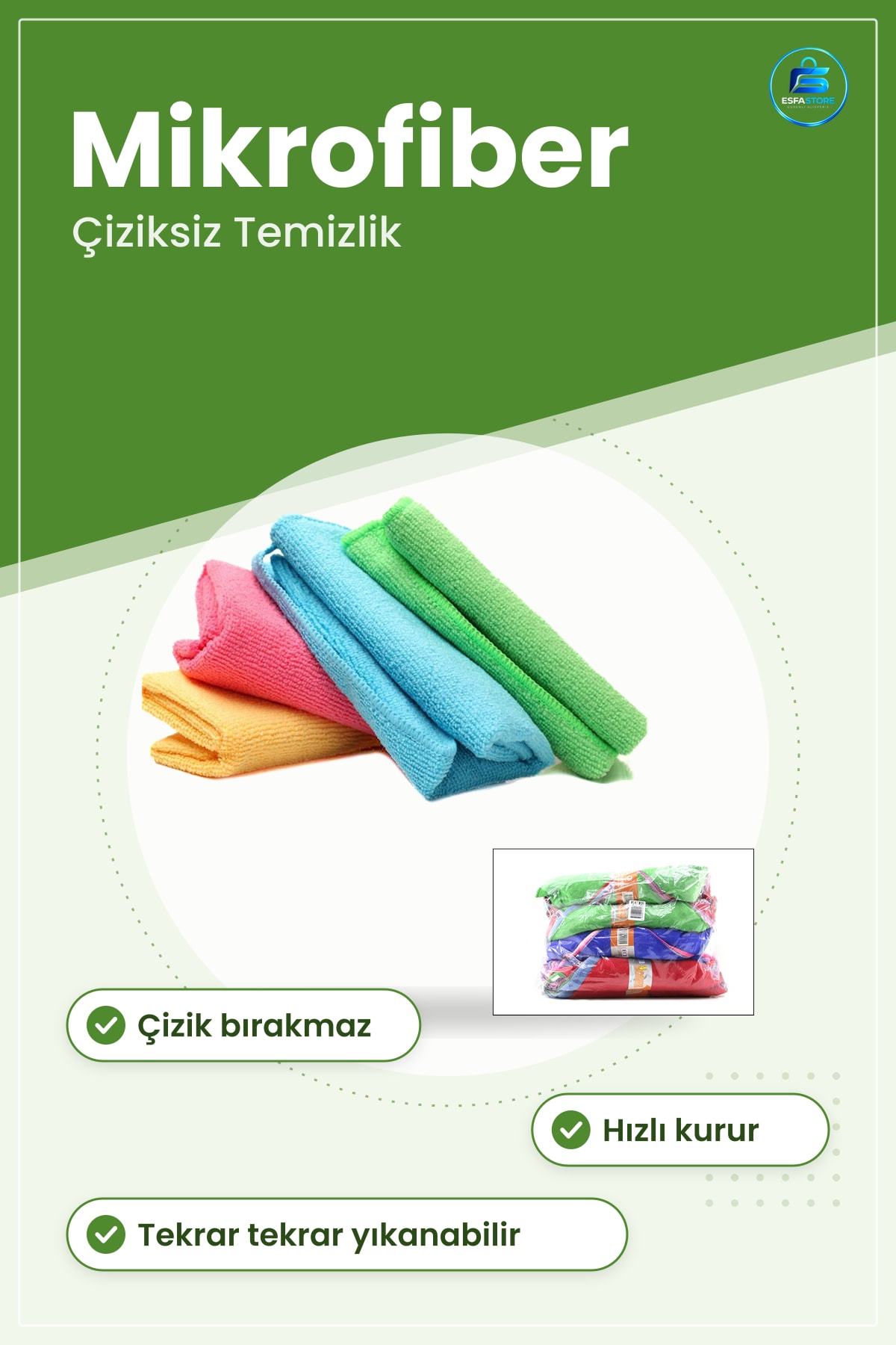 Mikrofiber Temizlik Bezi Çiziksiz Yüksek Emicilik Cam Mutfak Banyo Araç Yüzey Hızlı Kuruma