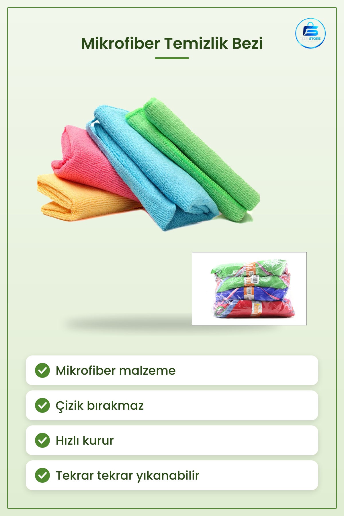 Mikrofiber Temizlik Bezi Çiziksiz Yüksek Emicilik Cam Mutfak Banyo Araç Yüzey Hızlı Kuruma