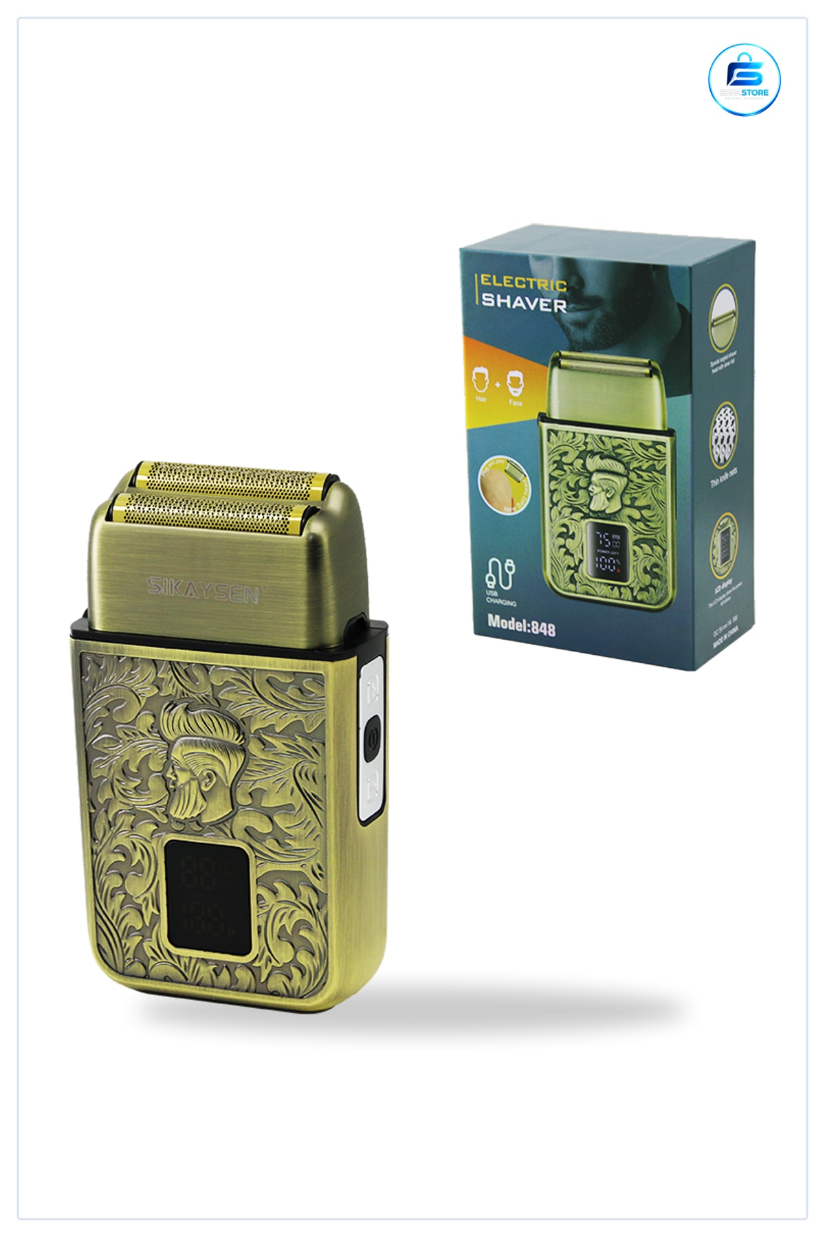 USB Şarjlı 2in1 Seyahat Taşınabilir Traş Makinesi LCD Ekranlı Yüzey Traşı Düzeltici Başlıklı Erkek