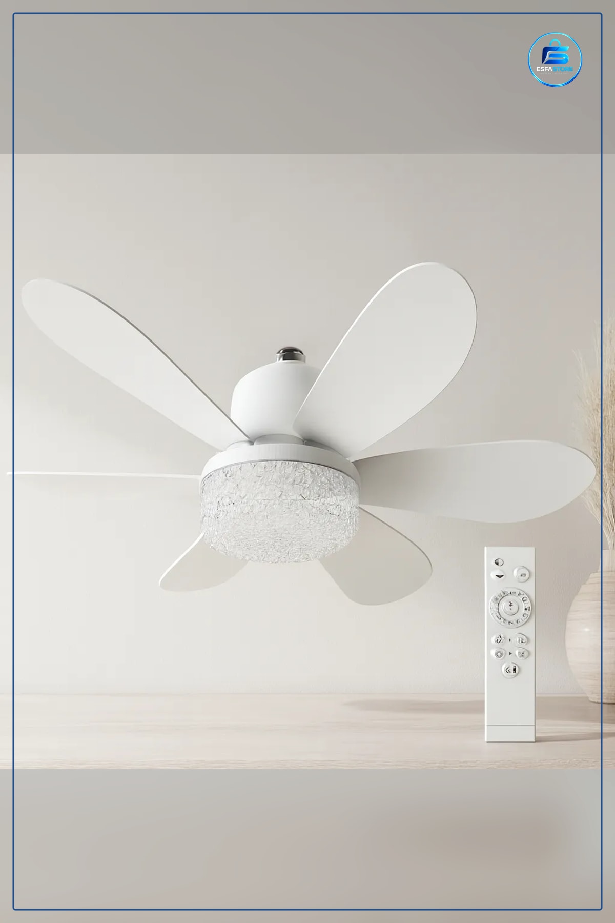 Vantilatör Tavan Avize LED Kumandalı 2in1 6 Kanatlı 3 Kademeli 520 mm Salon Yatak Odası