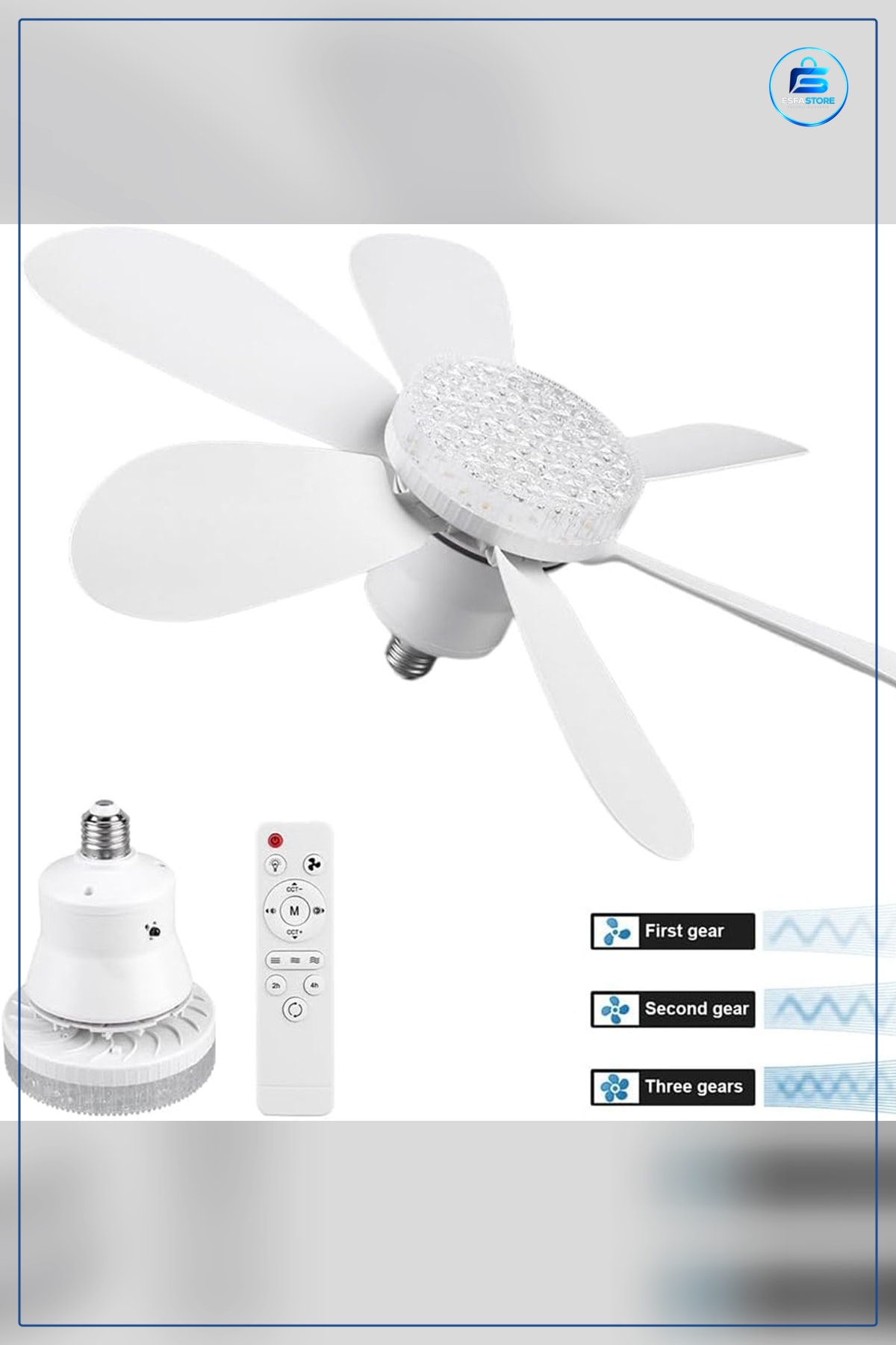Vantilatör Tavan Avize LED Kumandalı 2in1 6 Kanatlı 3 Kademeli 520 mm Salon Yatak Odası