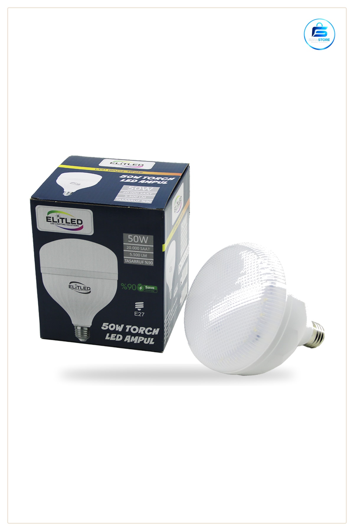 50W E27 LED Ampul 6400K lm Soğuk Beyaz Yüksek Parlaklık İç Mekan Aydınlatma Ev Ofis