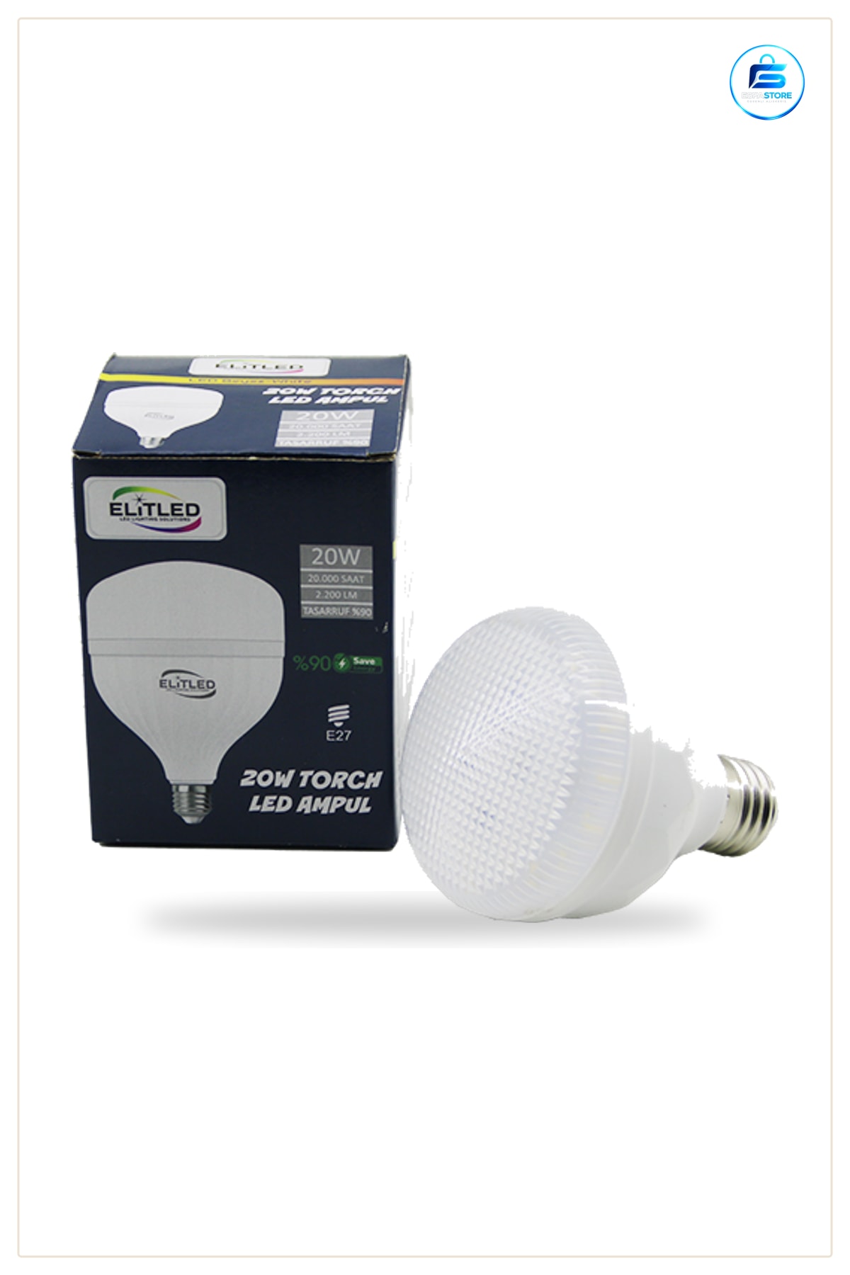 20W E27 LED Ampul 6400K Lümen Torch Soğuk Beyaz Alüminyum Gövde Ev Ofis Mağaza Depo
