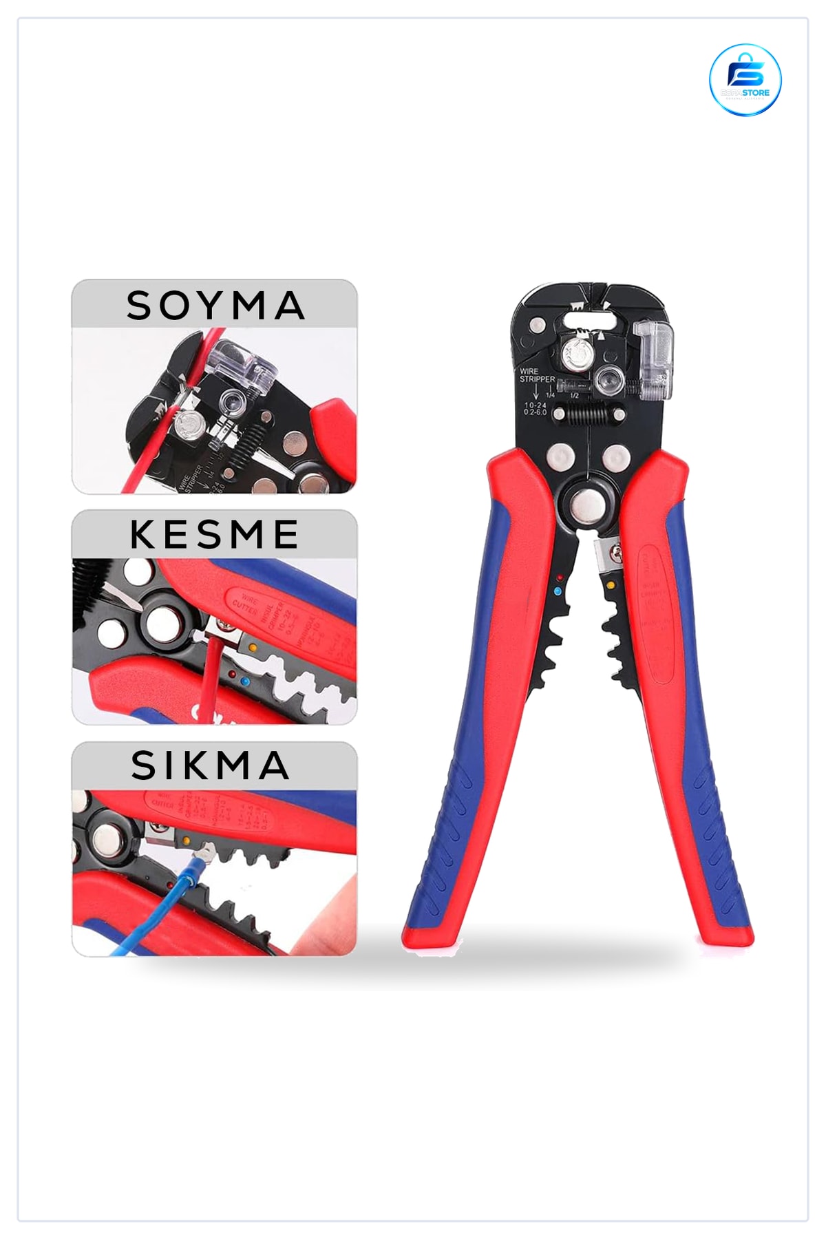 Kablo Soyucu Kesici Pense Krom Vanadyum Otomatik Sıyrıcı Elektrik Tel Kesme Soyma Sıkma