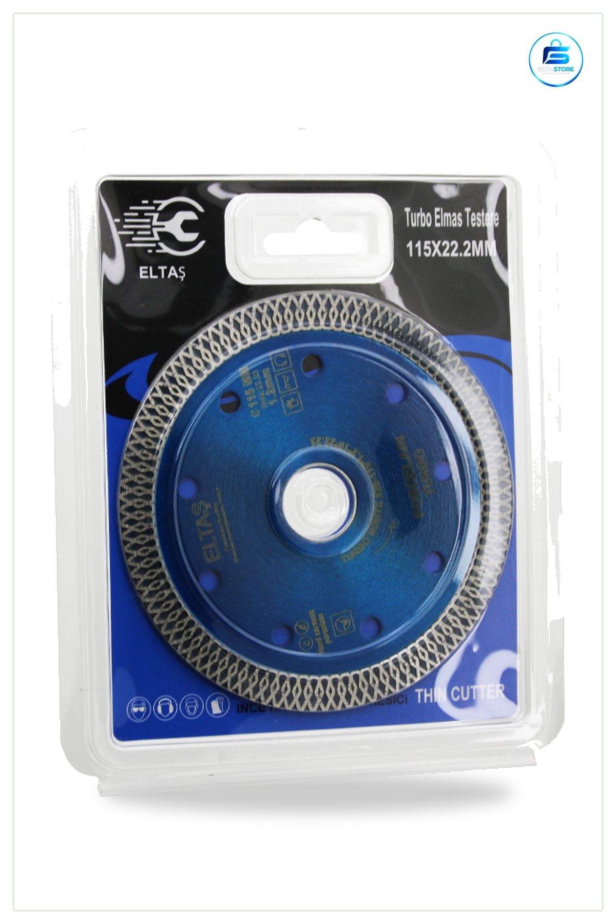 Elmas Daire Testere Bıçağı Kesici Disk 115x22.2 mm İnce Turbo 1.2mm Mermer Taş Seramik