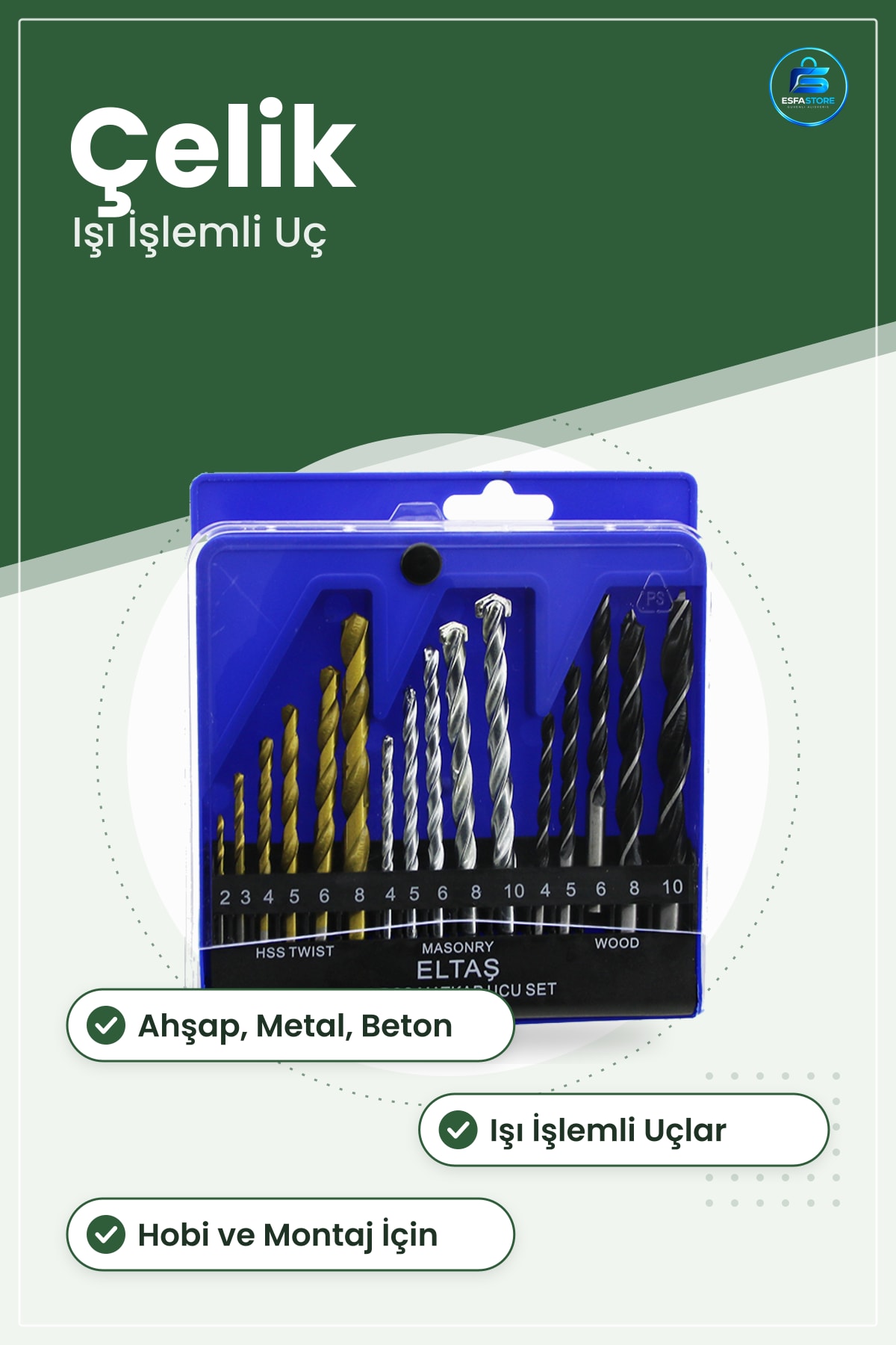 Matkap Uç Seti Ahşap Metal Beton Delme Yüksek Dayanım Çelik Hobi Montağı Elektrikli El Aleti