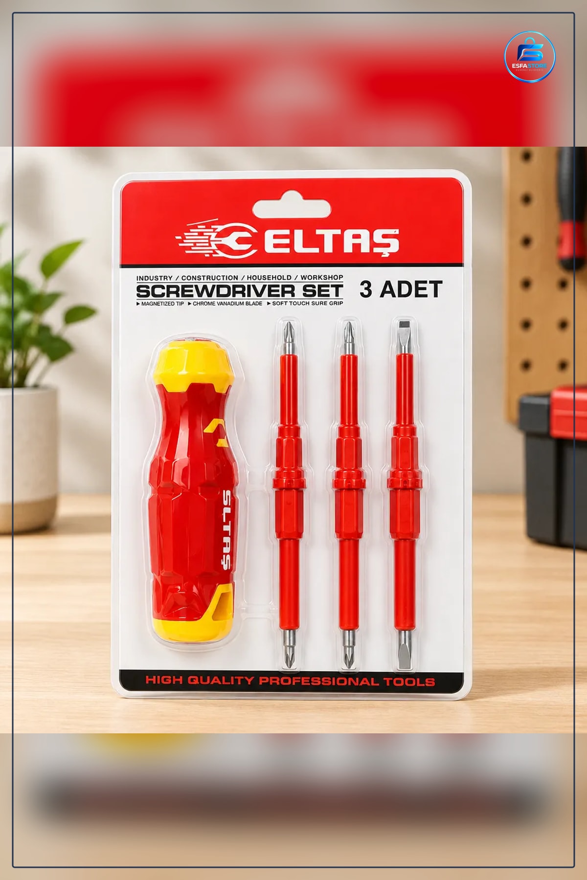 Tornavida Seti Çift Taraflı Uçlu 3mm 5mm 6mm Ergonomik Kaymaz Sap Krom Vanadyum Çelik Atölye