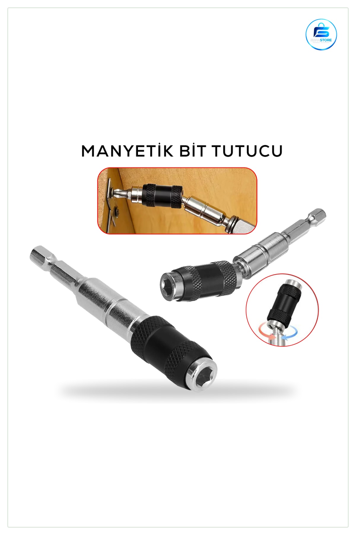 Manyetik Bits Tutucu Mafsallı 0 ila ° Ayarlı Matkap Aksesuarı Dar Alan Vidalama Adaptörü