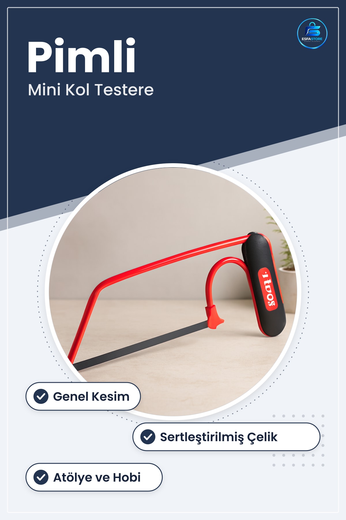 Pimli Testere Mini Kol Genel Kesim El Aleti Atölye Hırdavat Ev Onarım Hobi İşleri İçin