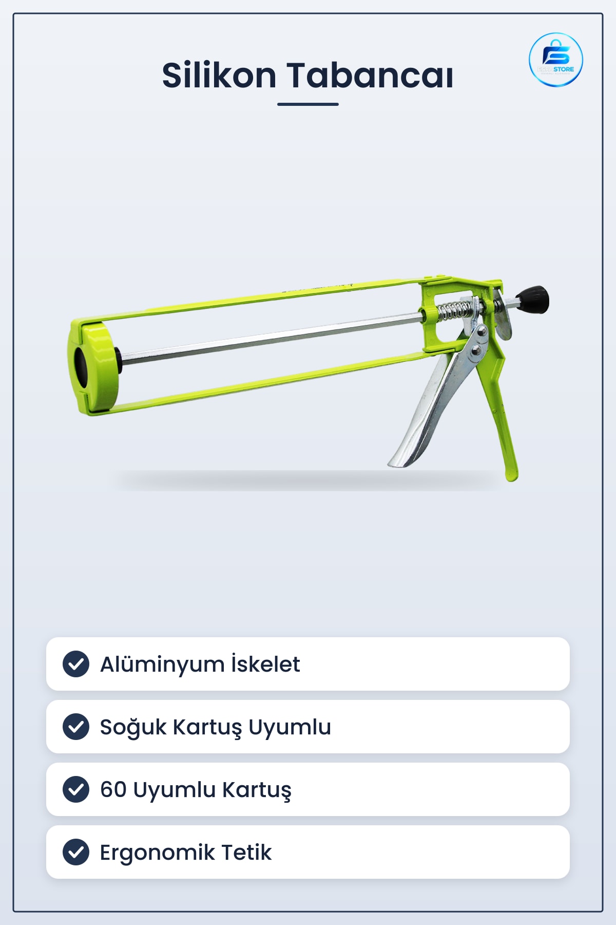 Silikon Tabancası Alüminyum İskelet Soğuk Kartuş Uyumlu Montaj Tamirat Aracı Kullanışlı
