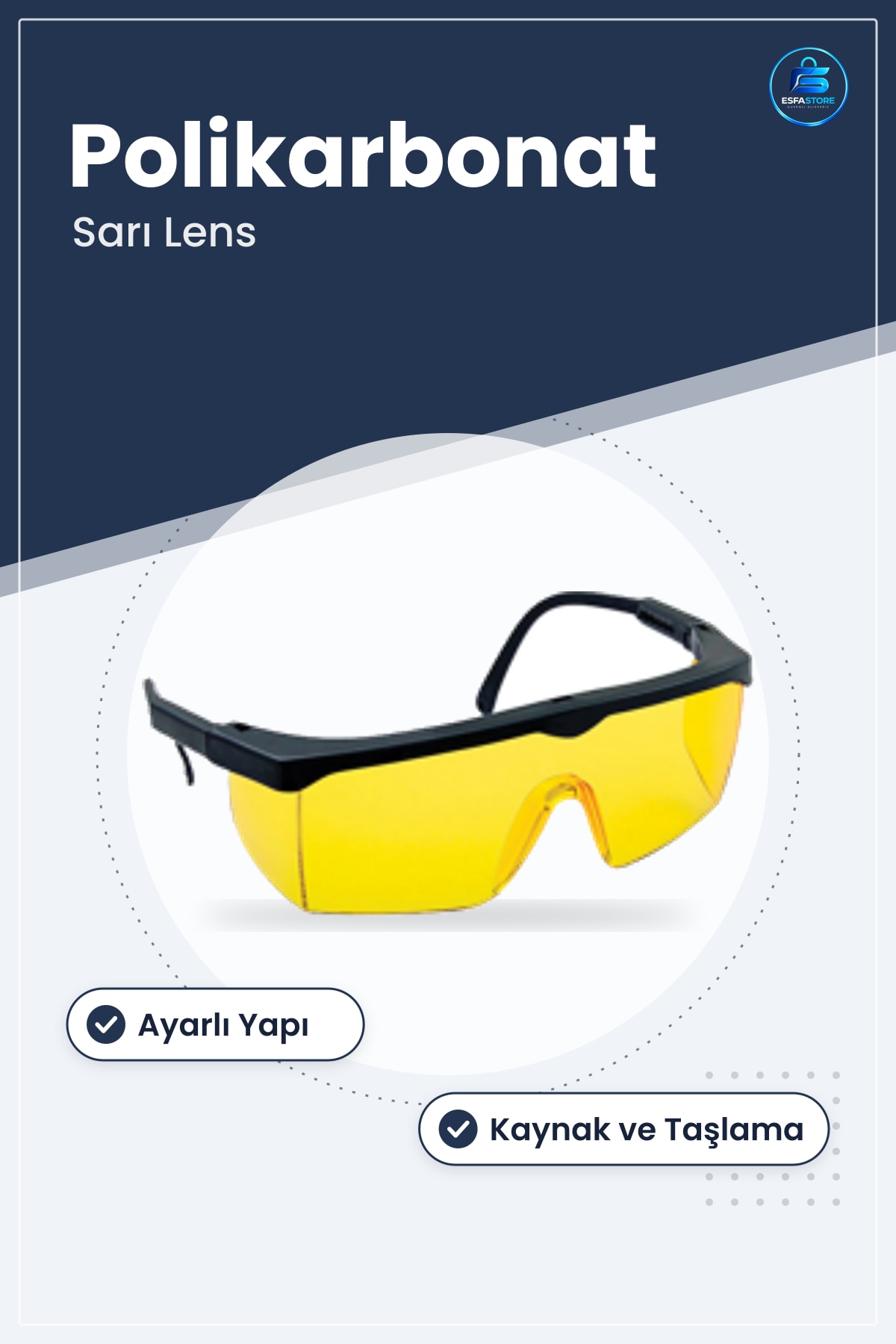 İş Güvenliği Gözlüğü Ayarlı Kaynak Çapak Sarı Lens Koruyucu Taşlama Ev Atölye Polikarbonat