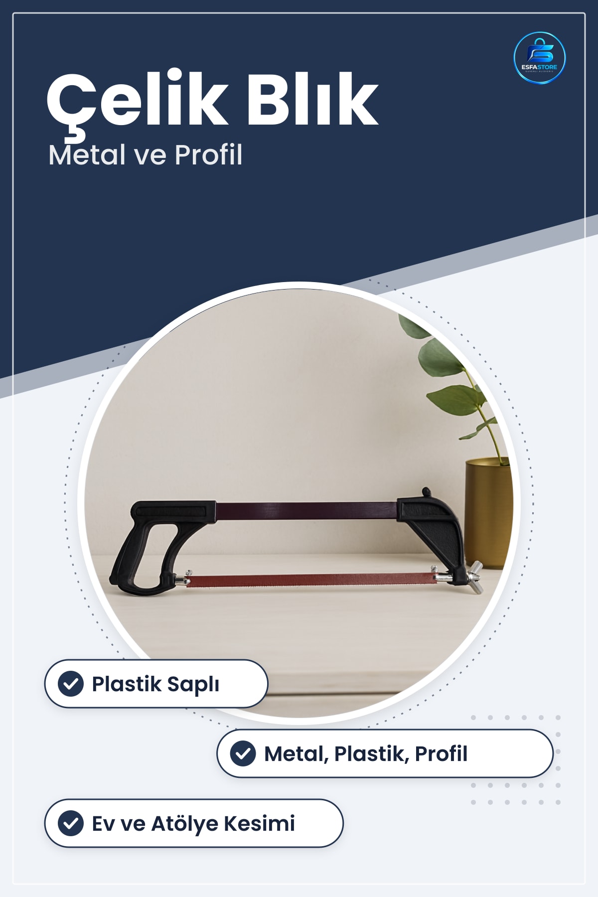 Hobi Demir Testere Plastik Saplı Çelik Blıklı Metal Boru Profil Sac Kesme Ev Atölye Tamir