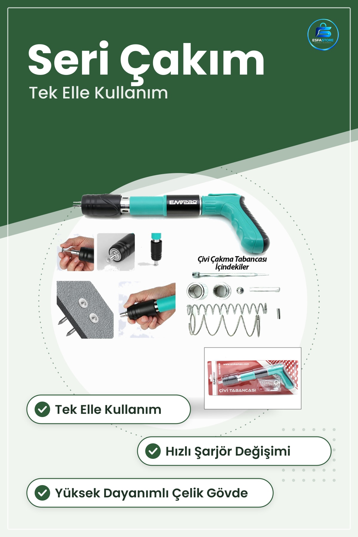 Barutlu Çivi Çakma Tabancası Seri Çakım Ahşap Kereste Palet Çatı Kaplaması İnşaat Marangozluk