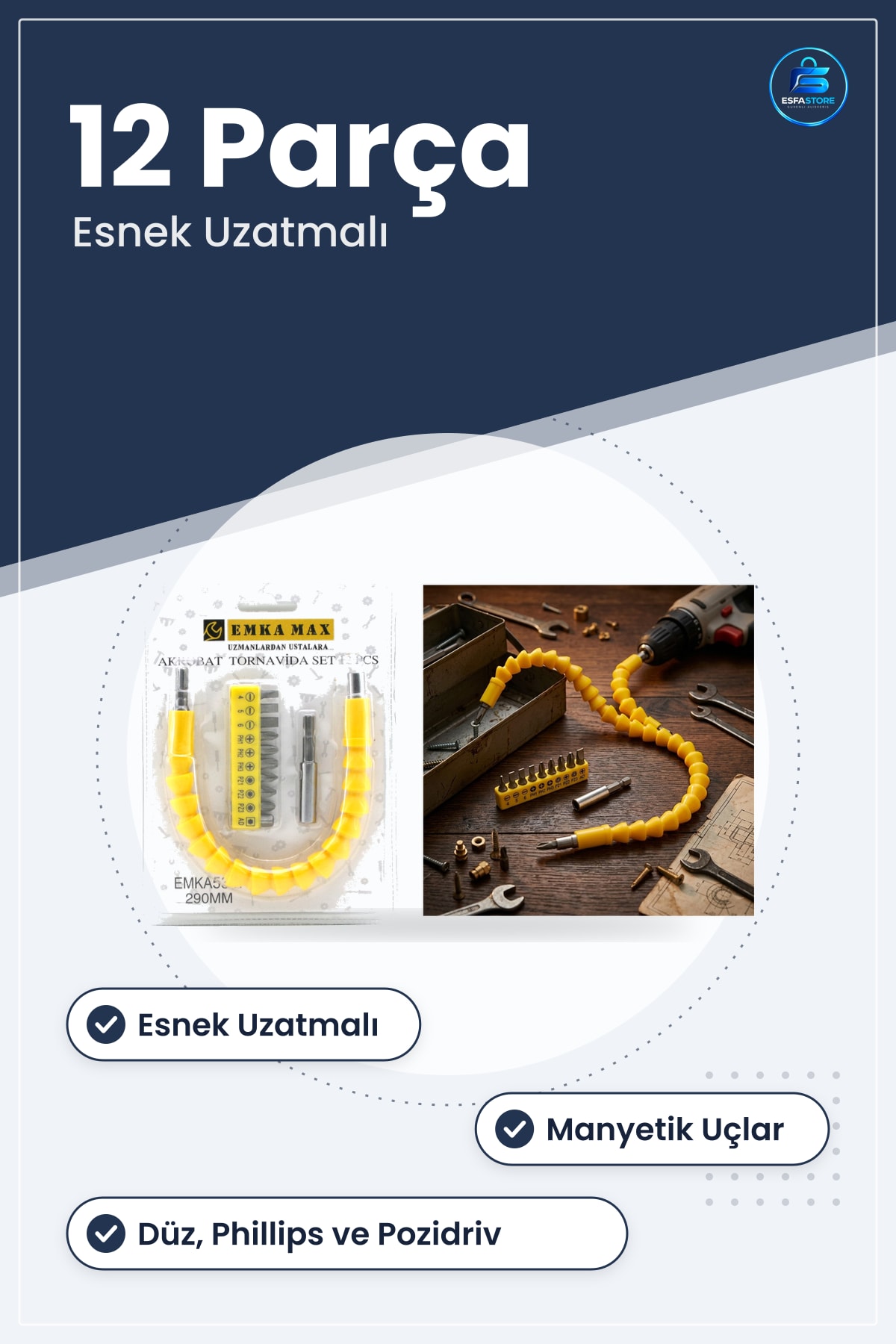 Tornavida Seti 12 Parça Akrobat Esnek Uzatmalı 4 5 6 Düz PH1 PH2 PH3 PZ1 PZ2 PZ3 AD Manyetik Uçlu