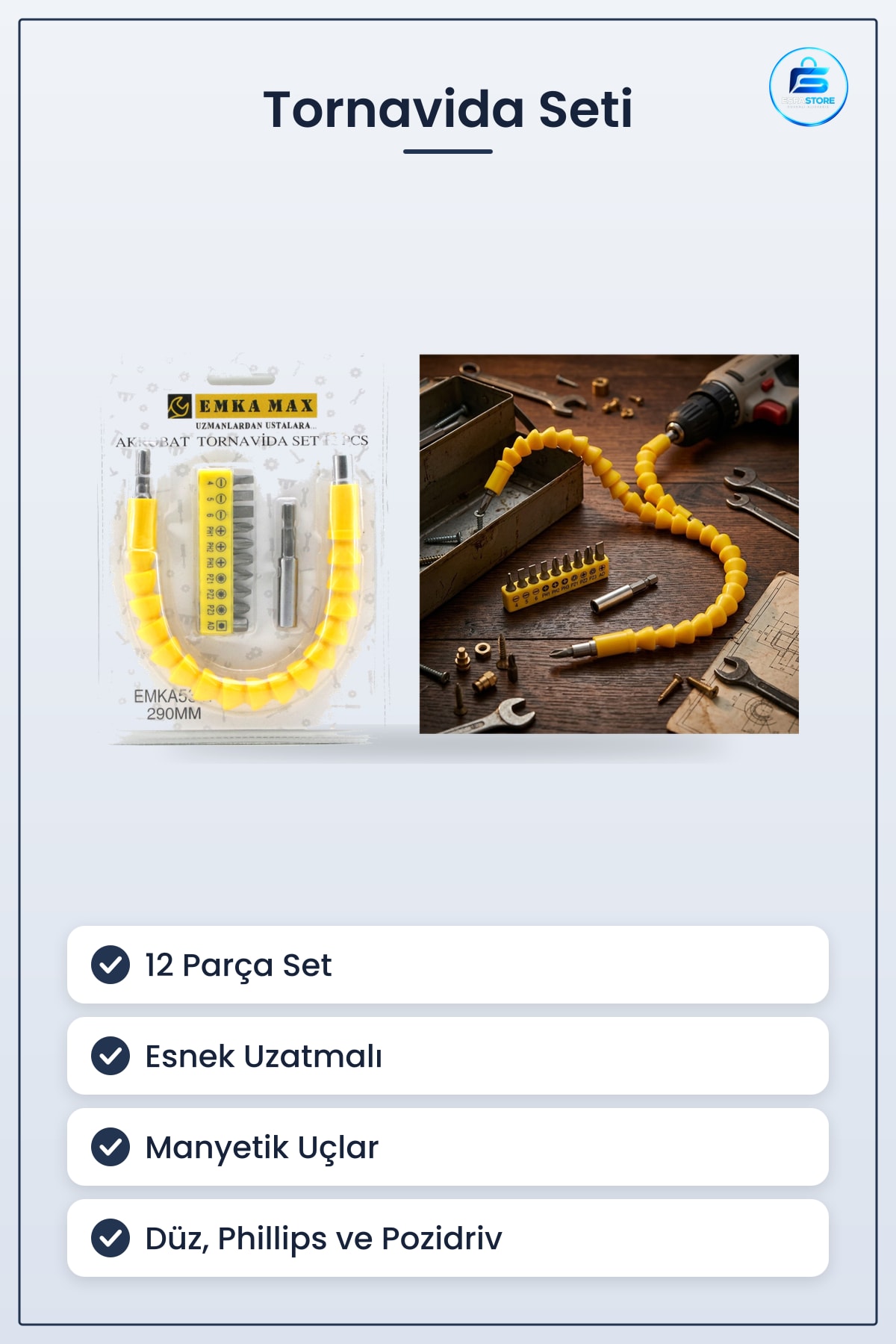 Tornavida Seti 12 Parça Akrobat Esnek Uzatmalı 4 5 6 Düz PH1 PH2 PH3 PZ1 PZ2 PZ3 AD Manyetik Uçlu