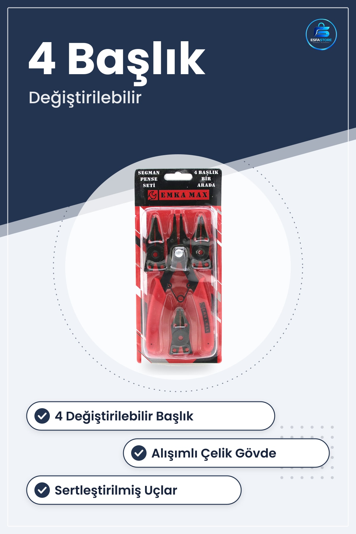 Segman Pense İç Dış Kelepeçe Değiştirilebilir Uç Set 4 Başlık Söküp Takma Hırdavat Atölye