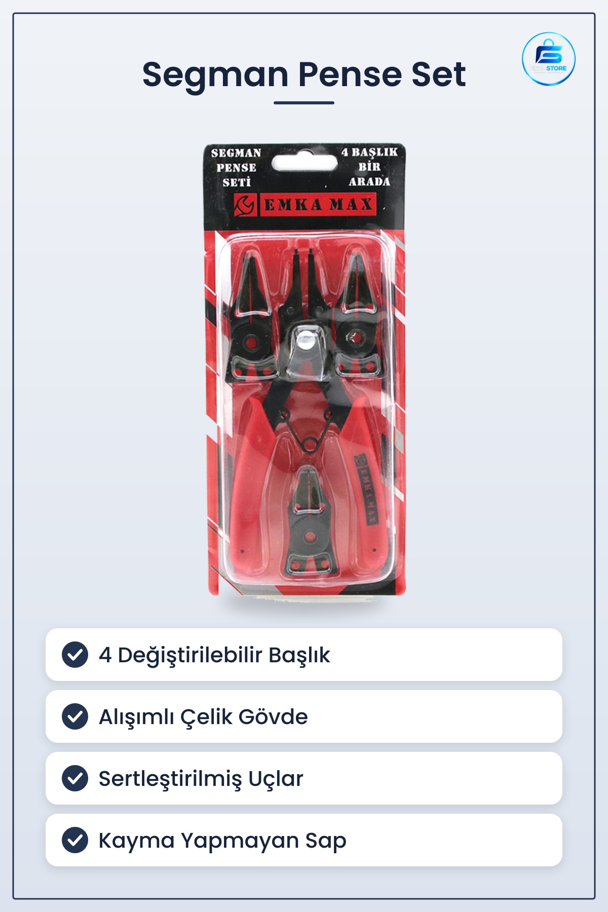 Segman Pense İç Dış Kelepeçe Değiştirilebilir Uç Set 4 Başlık Söküp Takma Hırdavat Atölye