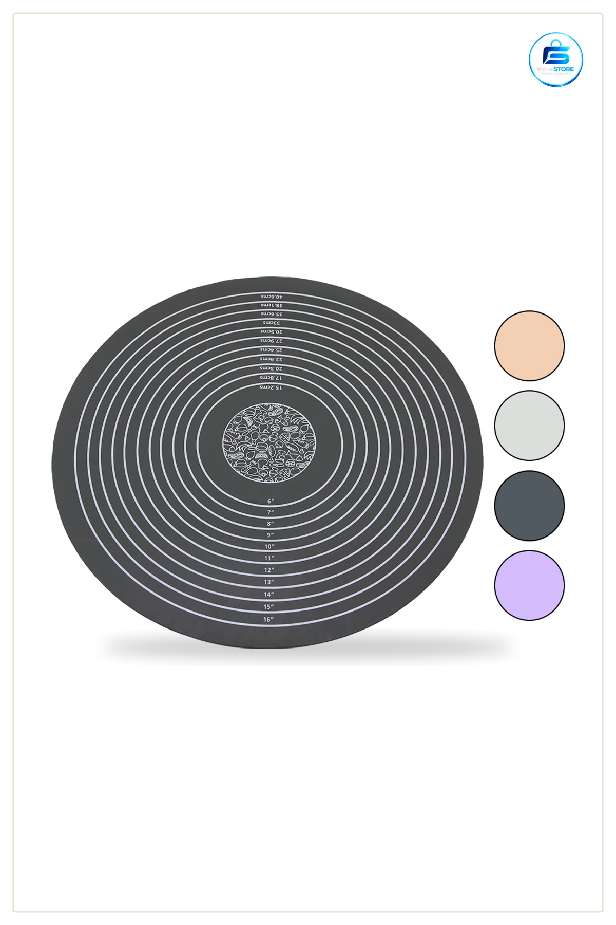 Yuvarlak Silikon Hamur Matı 45 cm Ölçekli 190 g Fırın Pişirme Yapışmaz Pasta Kurabiye