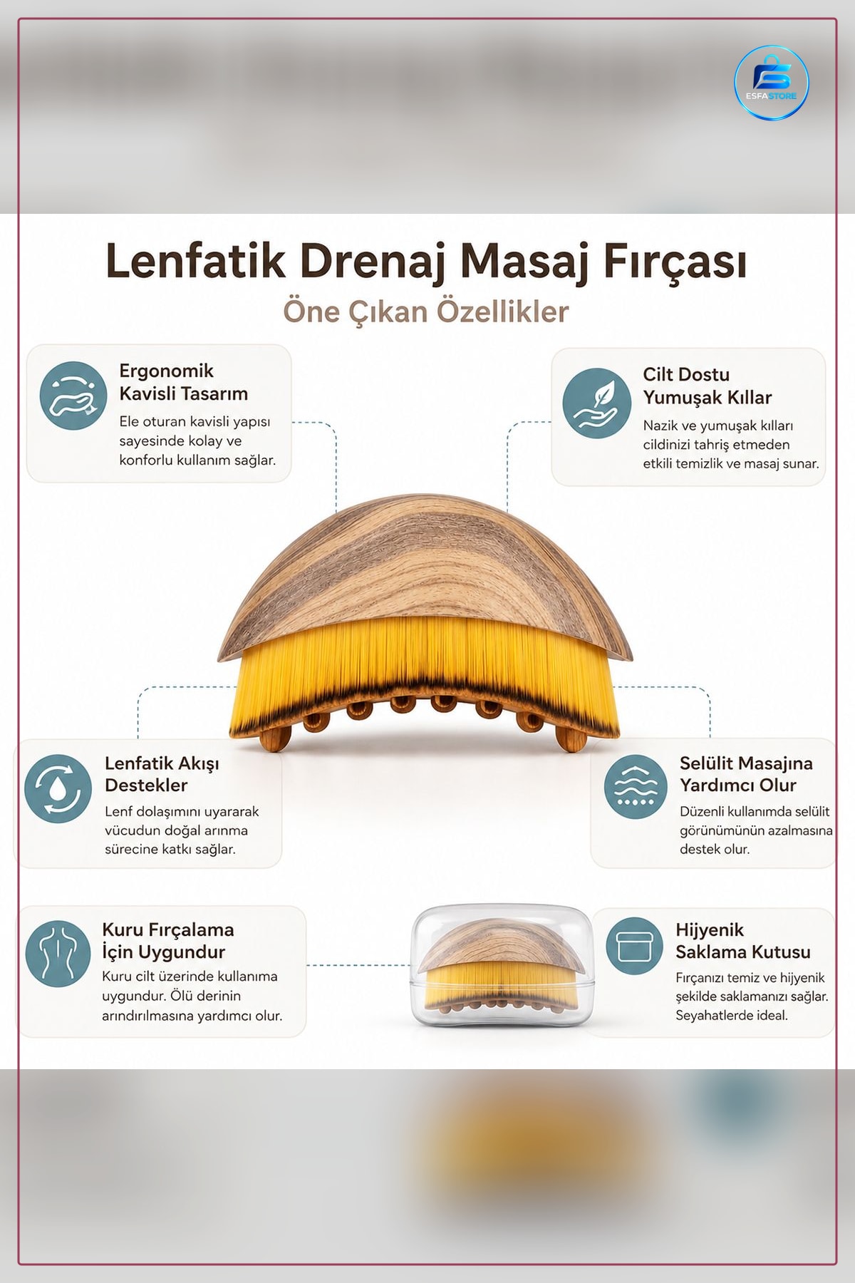 Lenf Drenaj Yüz Boyun Masaj Fırçası Leopar Desenli Yumuşak Naylon Kıllı Ergonomik Sap Cilt Bakım