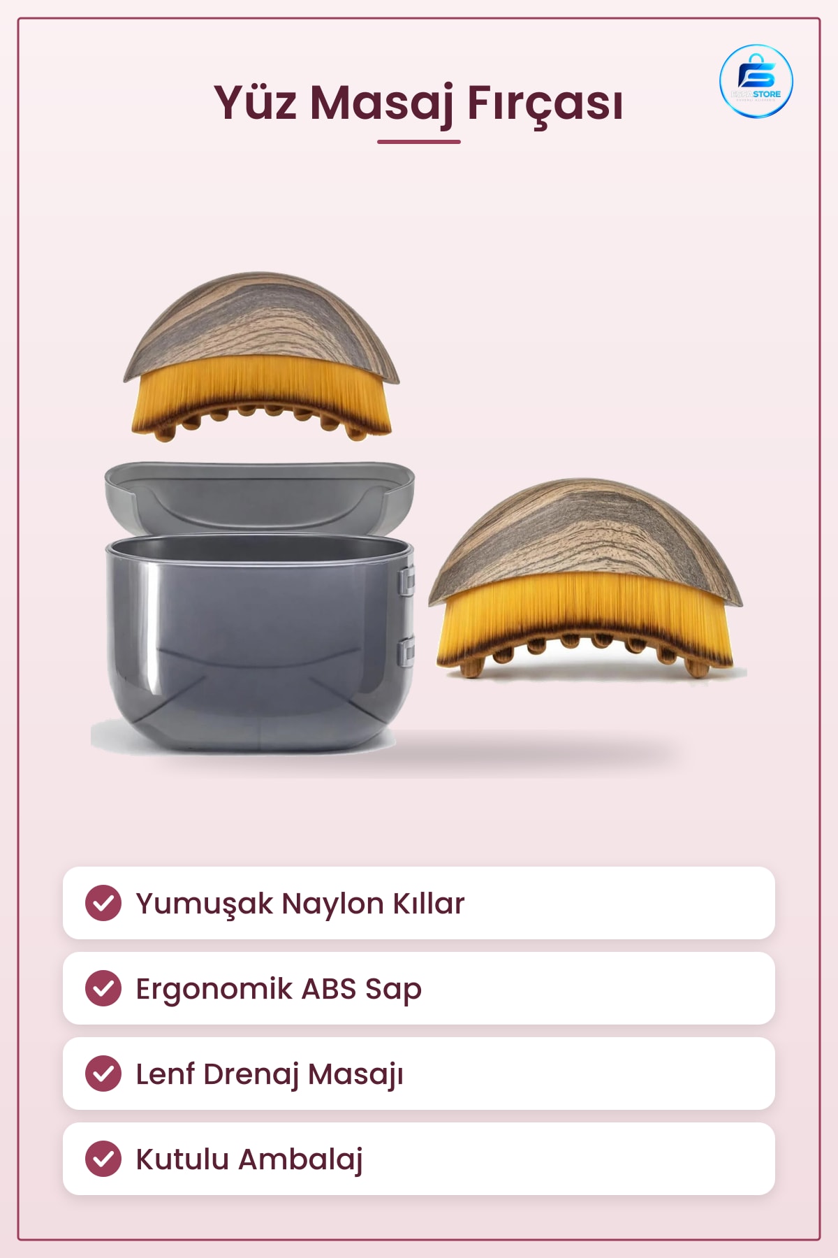Lenf Drenaj Yüz Boyun Masaj Fırçası Leopar Desenli Yumuşak Naylon Kıllı Ergonomik Sap Cilt Bakım