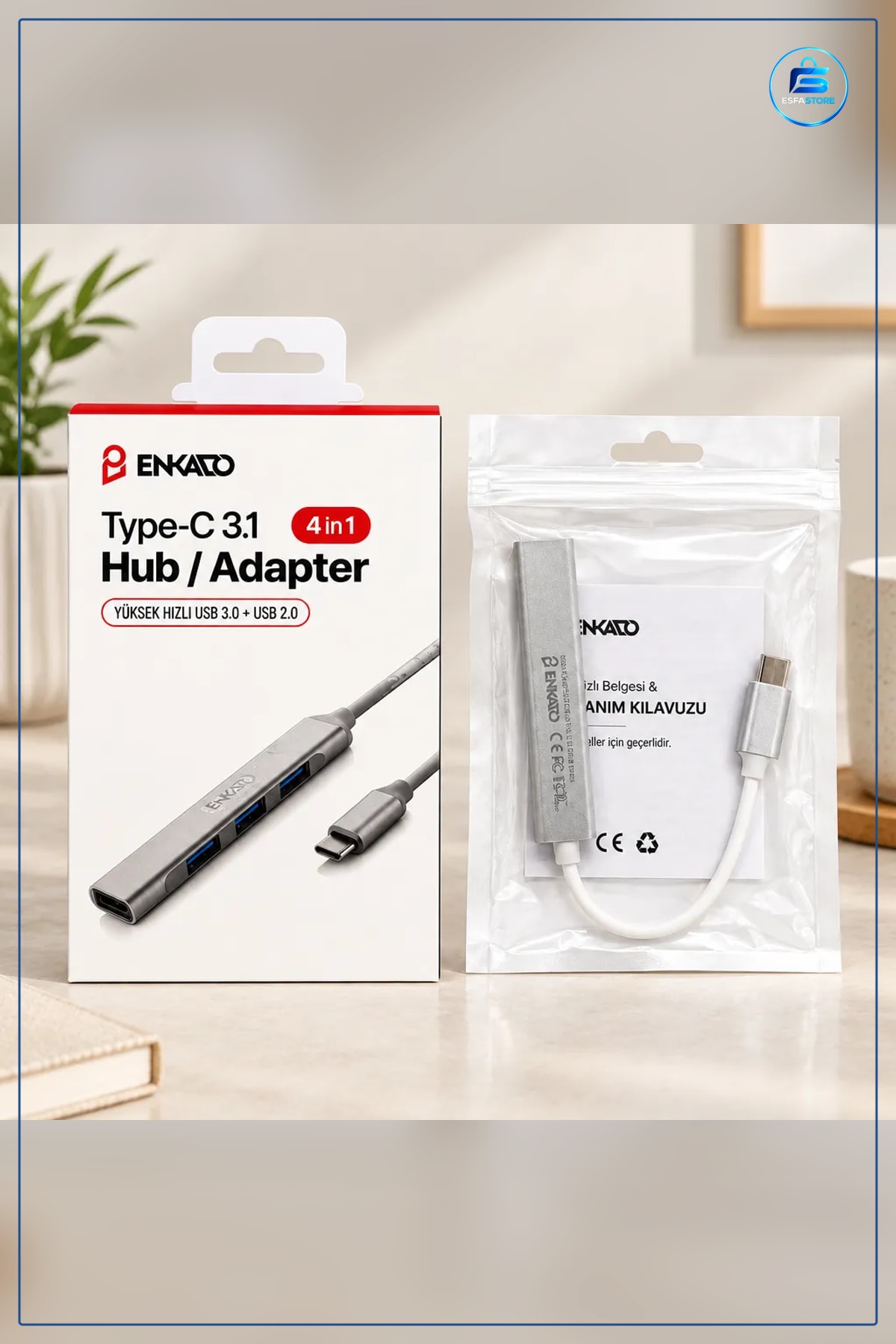 Type-C Hub Adaptör 4 Port USB 3.0 ve 2.0 Anahtarlı Dizüstü Bilgisayar Tablet Telefon Çoklu