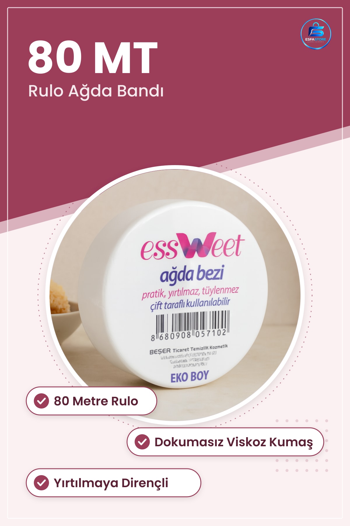 Ağda Bandı Rulo 80 MT Dökümsız Viskoz Yırtılmaz Tüy Dökücü Ev Salon Epilasyon Kağıt Bacak Kol