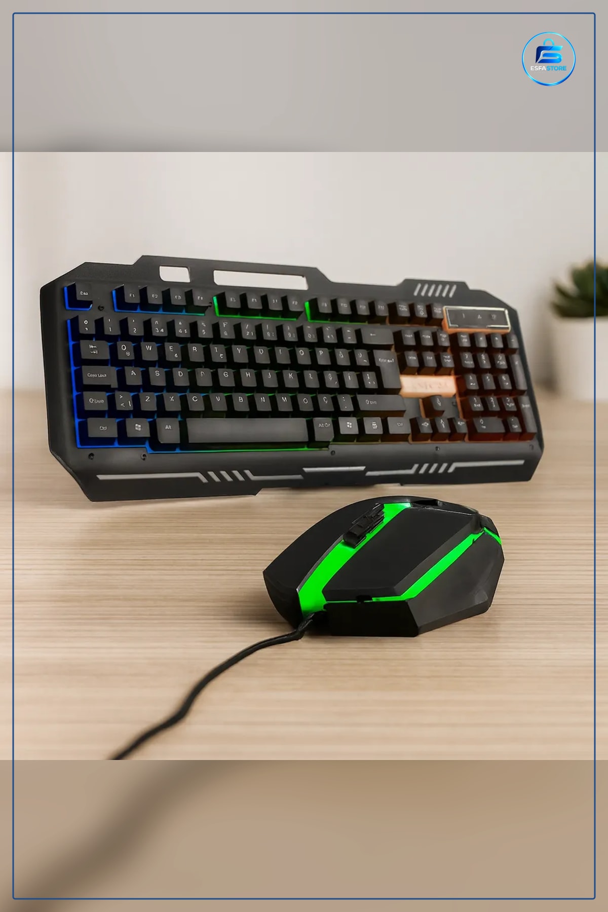 Oyuncu Klavye Mouse Set USB Kablolu RGB Işıklı Gökkuşağı 150 cm Tak Çalıştır Ofis Oyun
