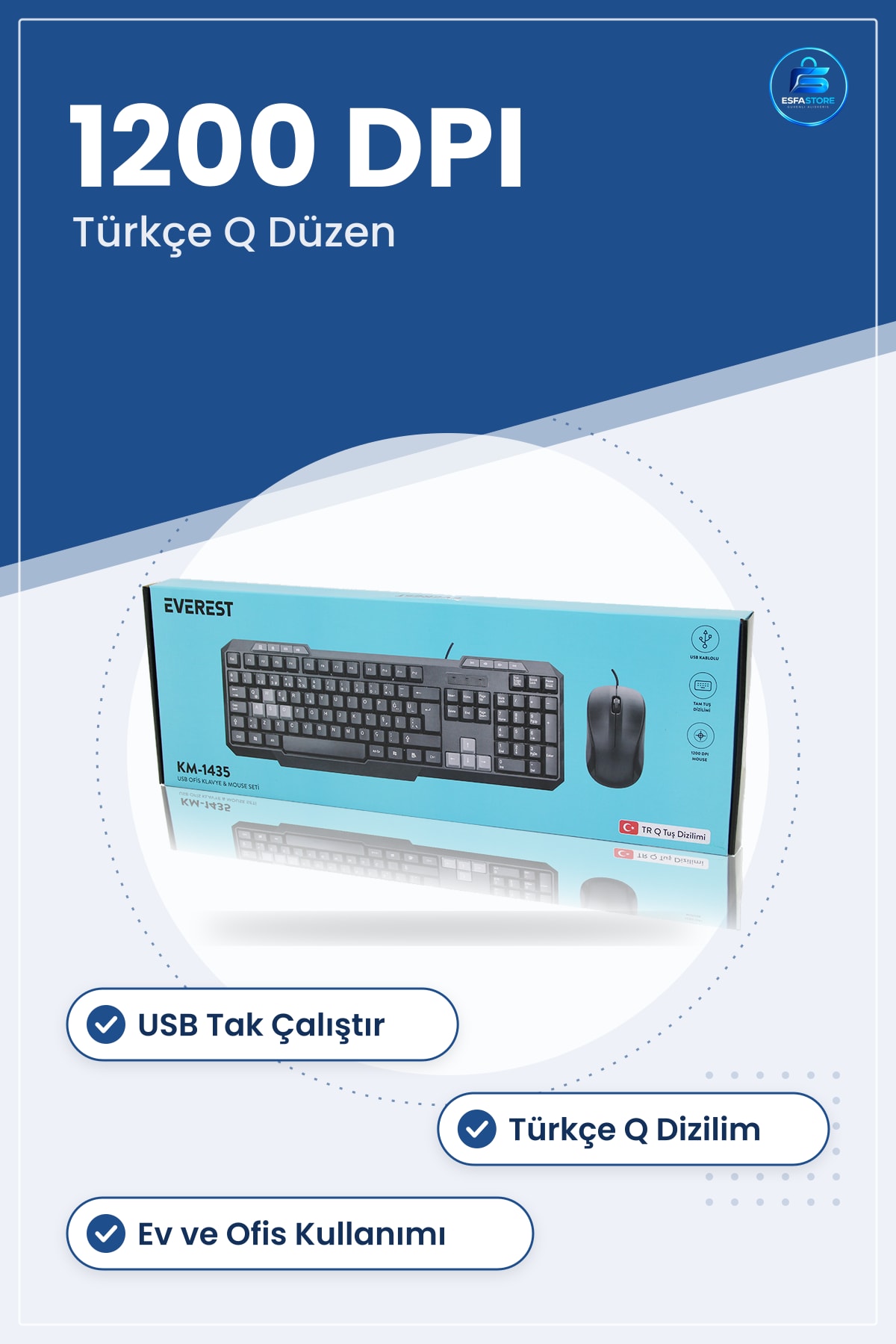 Kablolu USB Klavye Mouse Seti Türkçe Q Tuş Dizilimli DPI Ofis Ev Bilgisayarı Kullanışlı