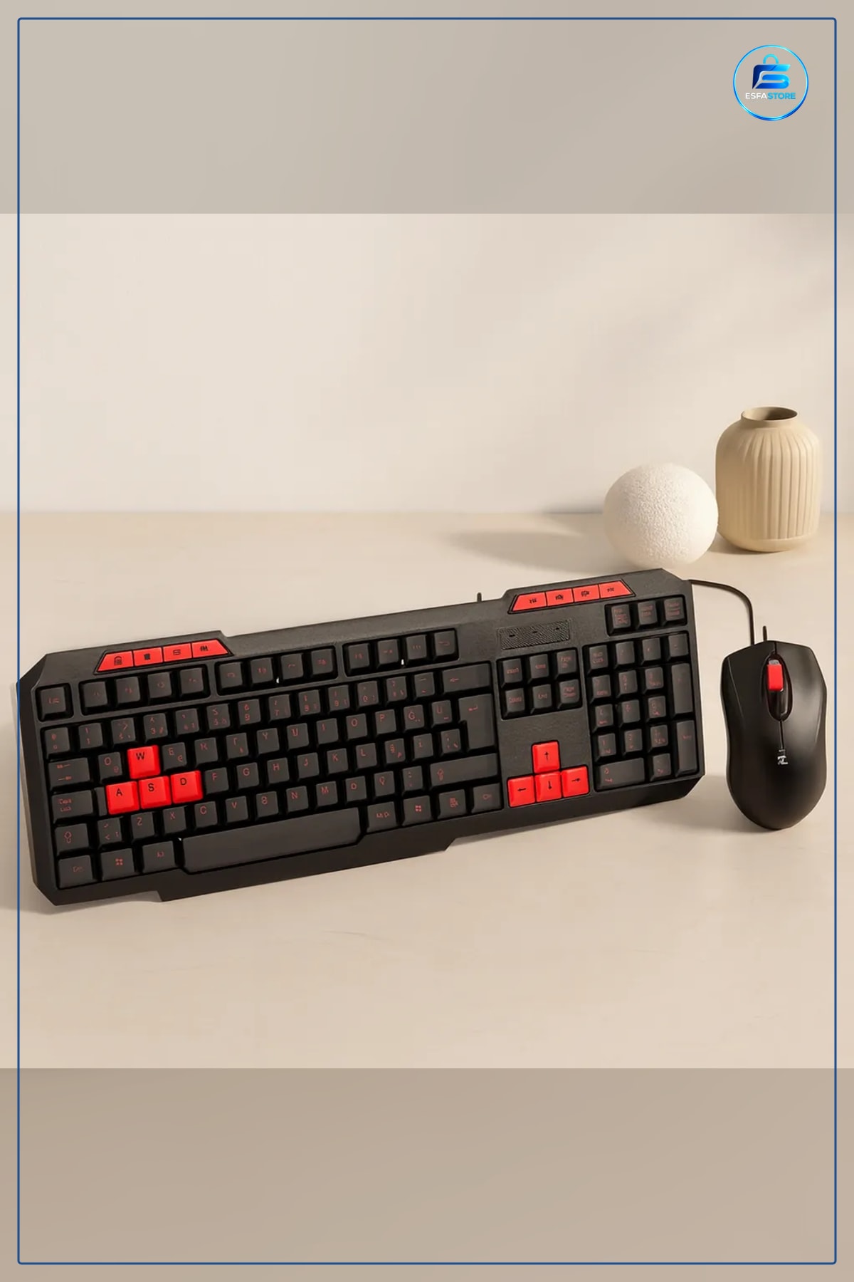 USB Kablolu Klavye Mouse Set Kırmızı Tuşlu DPI Optik Ofis Ev Eğitim Tak Çalıştır