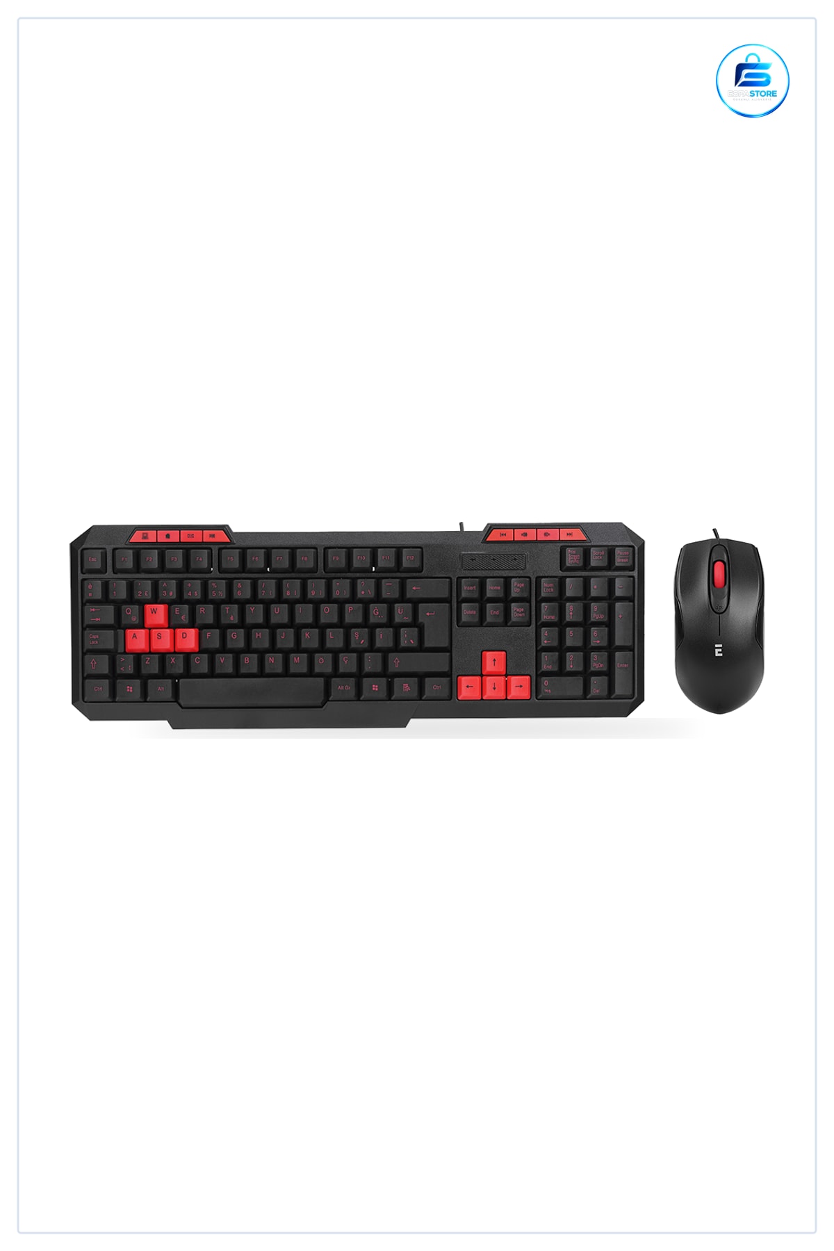 USB Kablolu Klavye Mouse Set Kırmızı Tuşlu DPI Optik Ofis Ev Eğitim Tak Çalıştır