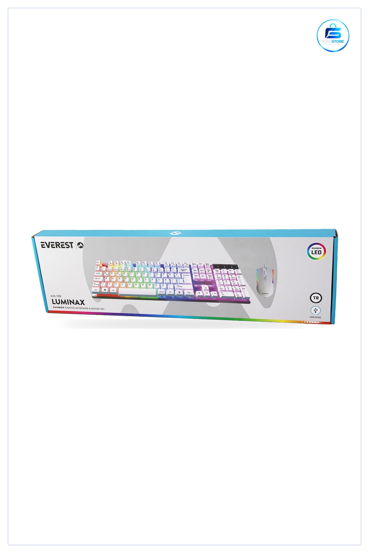 Kablolu USB Oyuncu Klavye Mouse Seti Beyaz RGB Işıklı Mekanik Hissi Membran Tuş Ofis Oyun