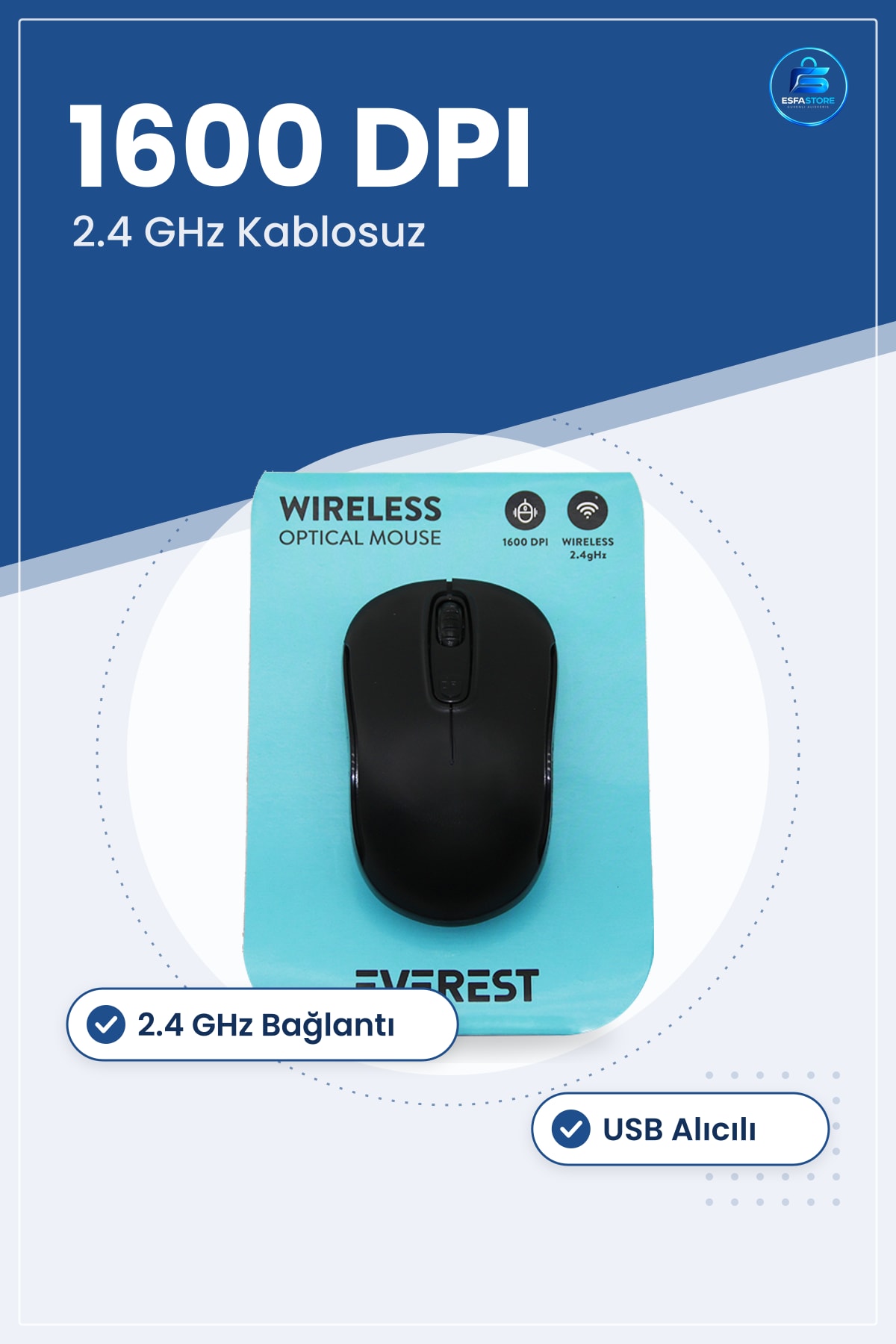 Kablosuz Optik Mouse DPI USB Alıcılı 2.4 GHz Ofis Ev Dizstü Bilgisayar Taşınabilir
