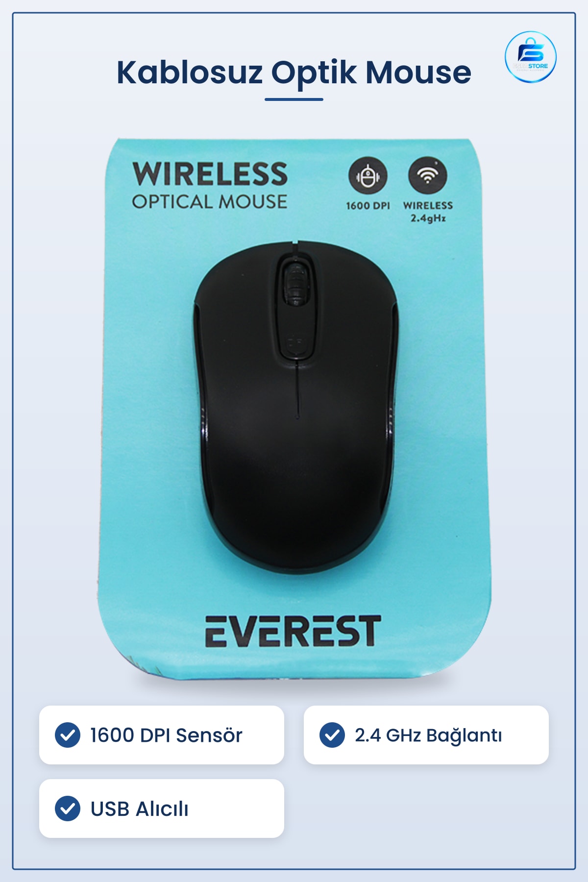 Kablosuz Optik Mouse DPI USB Alıcılı 2.4 GHz Ofis Ev Dizstü Bilgisayar Taşınabilir