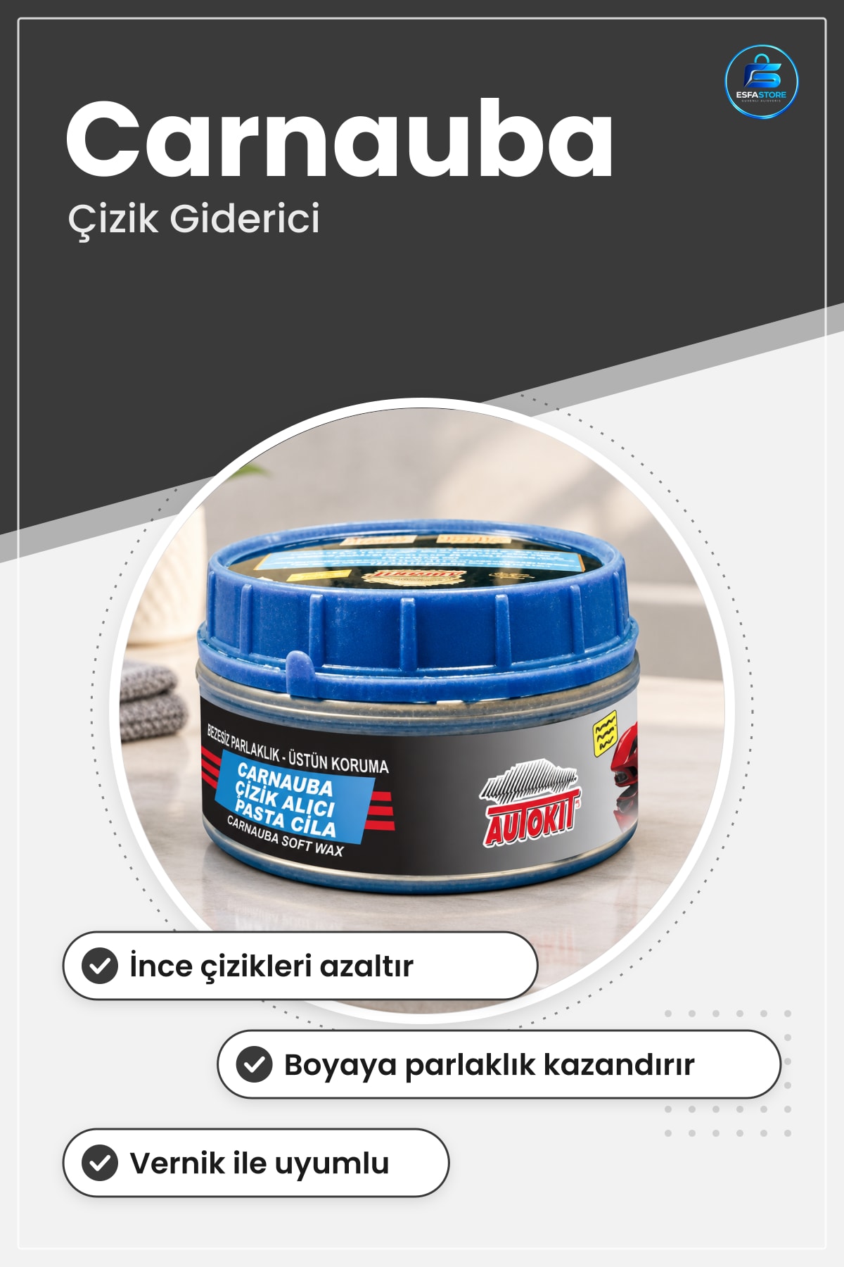 Pasta Cila Oto Çizik Giderici Carnauba Araç Boya Parlatıcı Bakım Yüzey Koruma Vernik Uyumlu