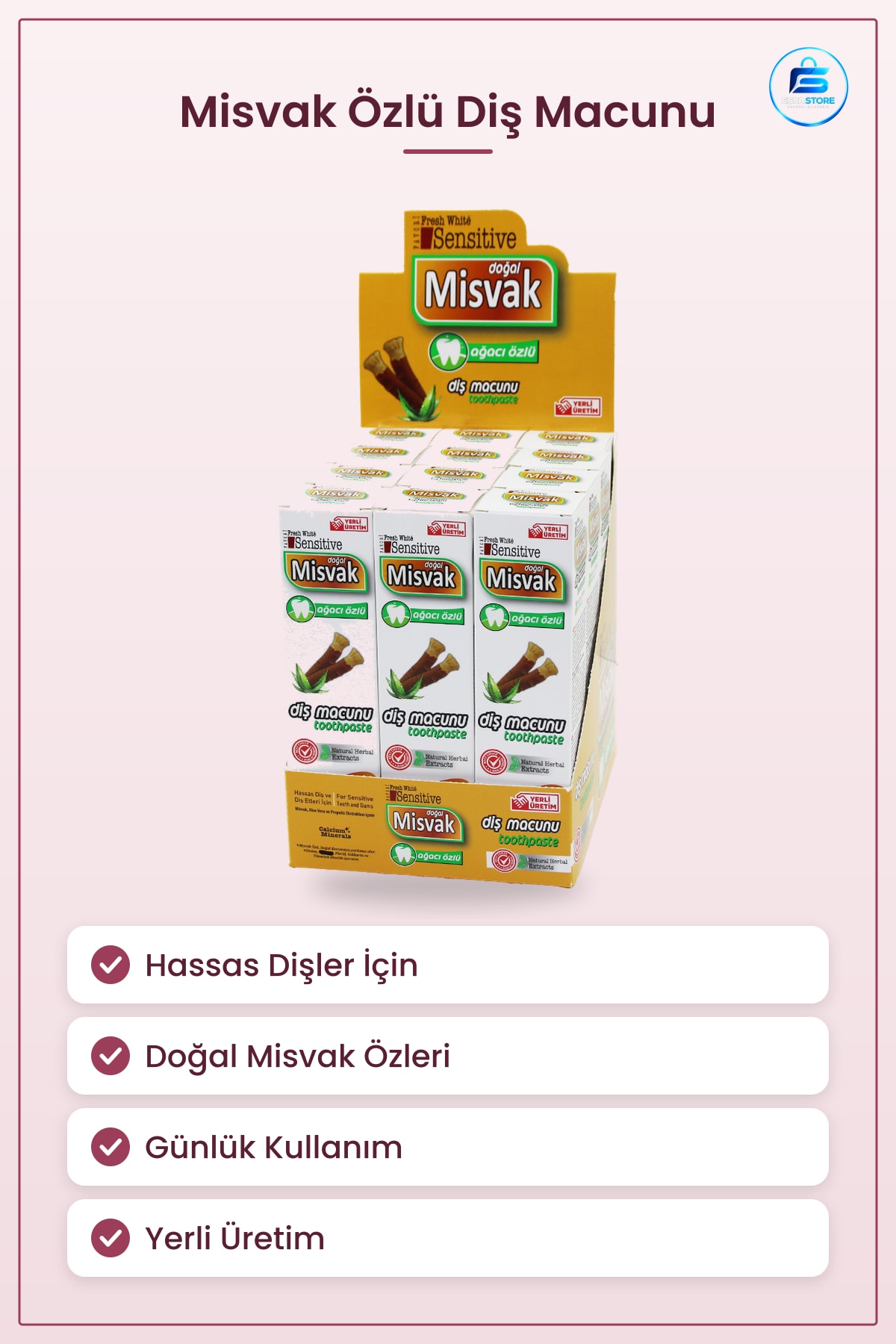 Diş Macunu Misvak Özlü Hassas Dişler İçin Doğal Ağız Kokusu Kontrolü Günlük Kullanım Ferahlık