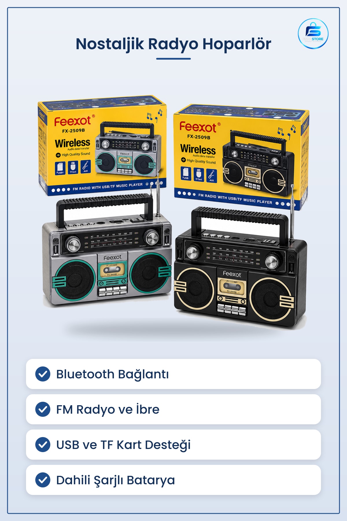 Nostaljik Radyo Bluetooth Hoparlör Şarjlı FM USB TF MP3 Çalar İbreli Taşınabilir Kablosuz