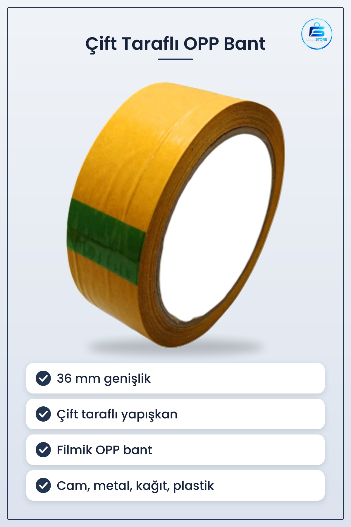 Çift Taraflı OPP Filmik Bant 36 mm x yrd Yapışkan Mobilya Plastik Cam Metal Kağıt Hobi Tamir Montaj