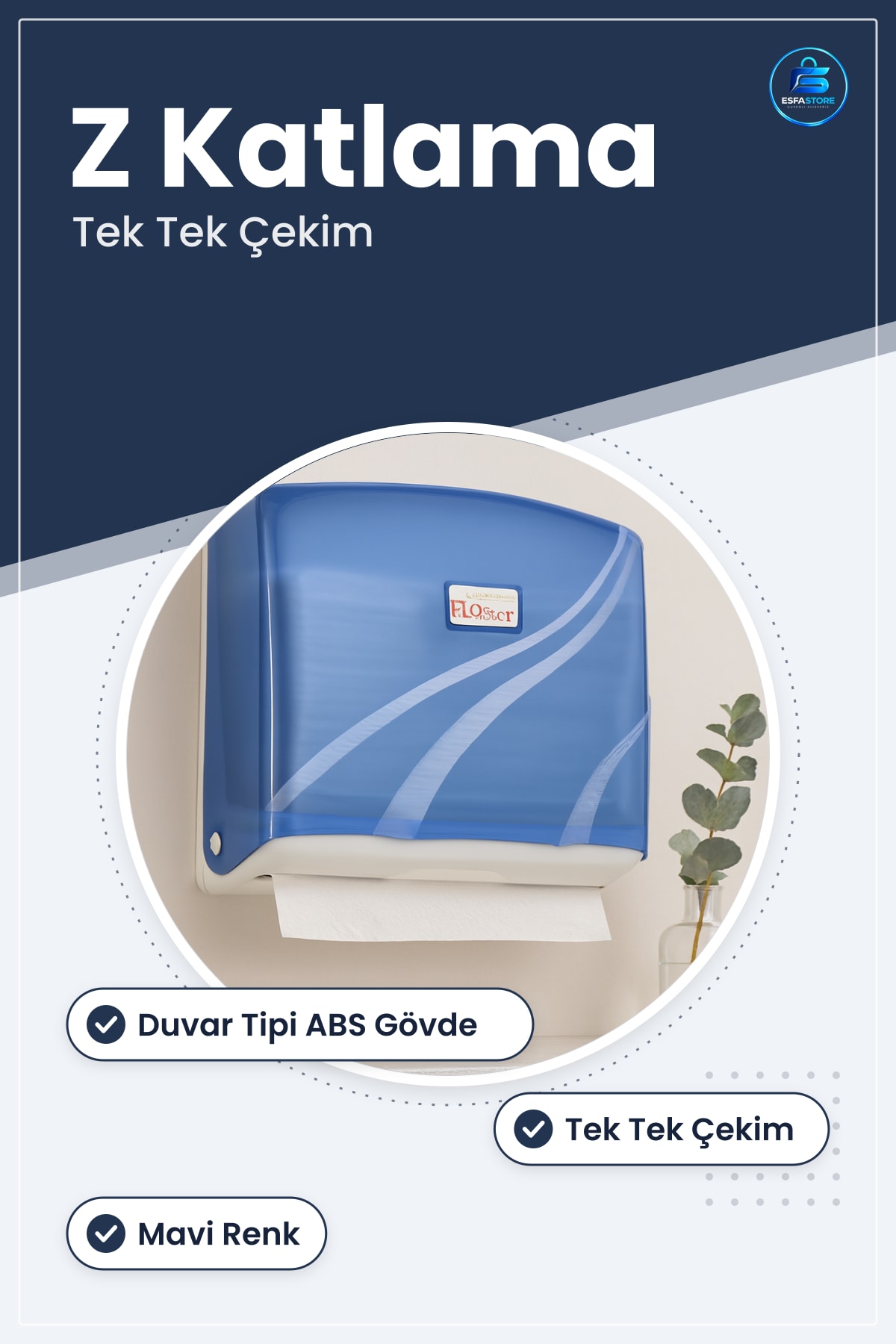 Z Katlama Kağıt Havlu Dispenseri ABS Duvar Tipi Mavi Hijyenik Tuvalet Mutfak Ofis Kullanım