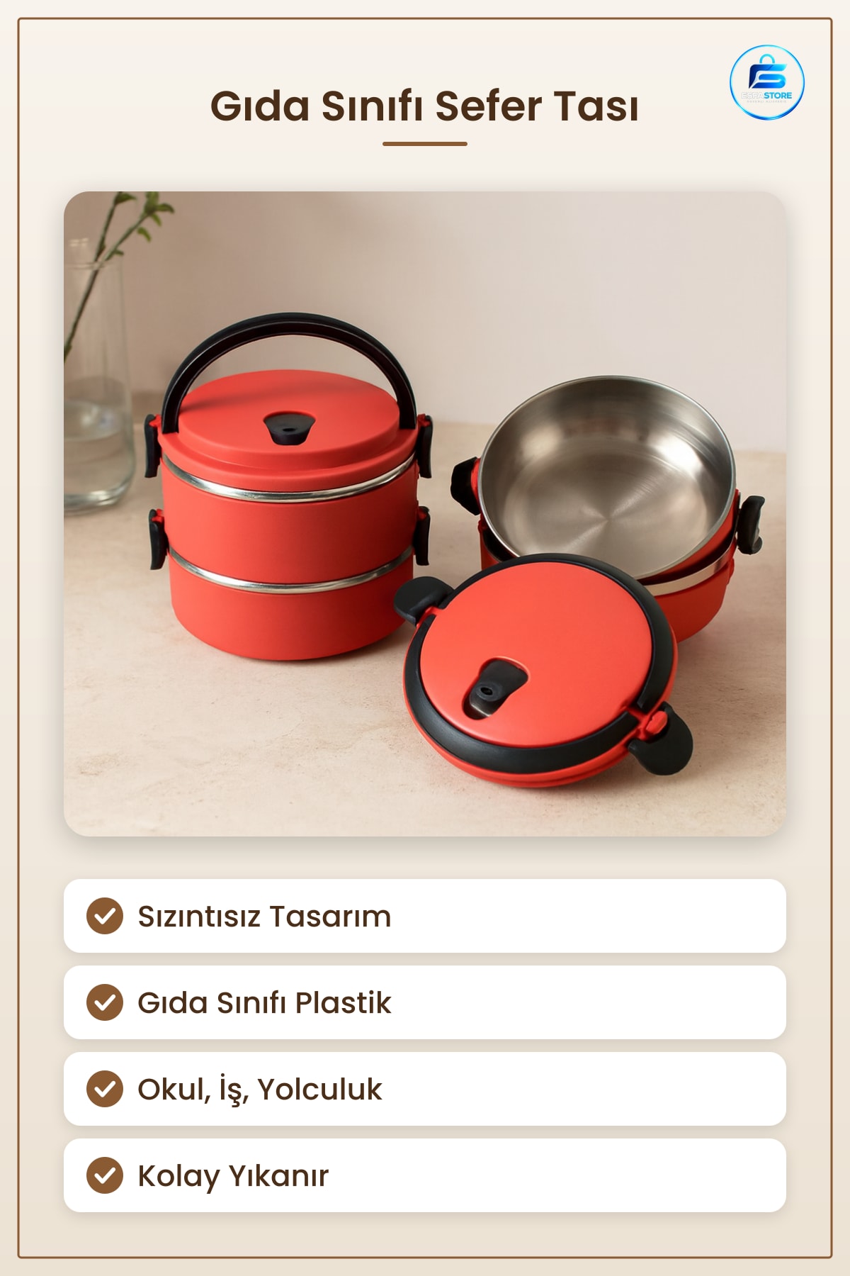 Sefer Tası Saklama Kabı Gda Sınıfı Plastik Sızdırmaz Çanta İçi Tek Kat Yemek Taşıma Okul İş